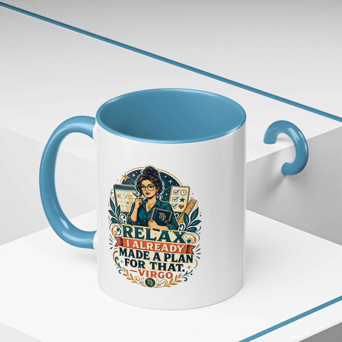 Virgo Zodiac Mug Accent Coffee Mug — "Relax I Already Made a Plan for That" Virgo Astrology Mug