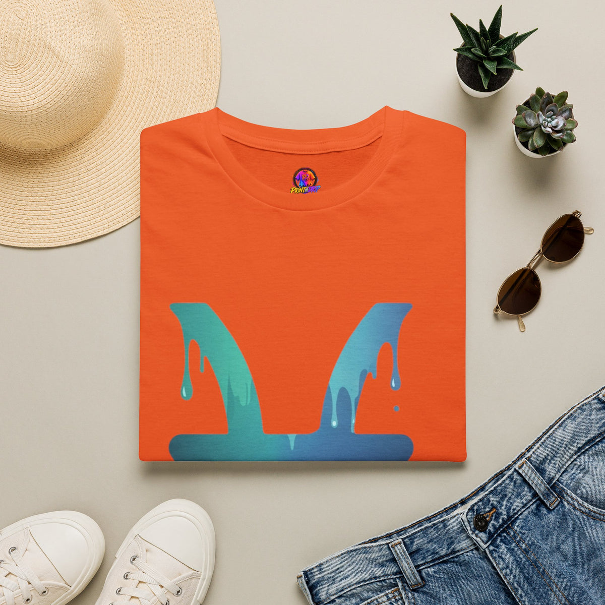 Pisces Drip Zodiac T-Shirt — Blue Gradient Astrological Tee
