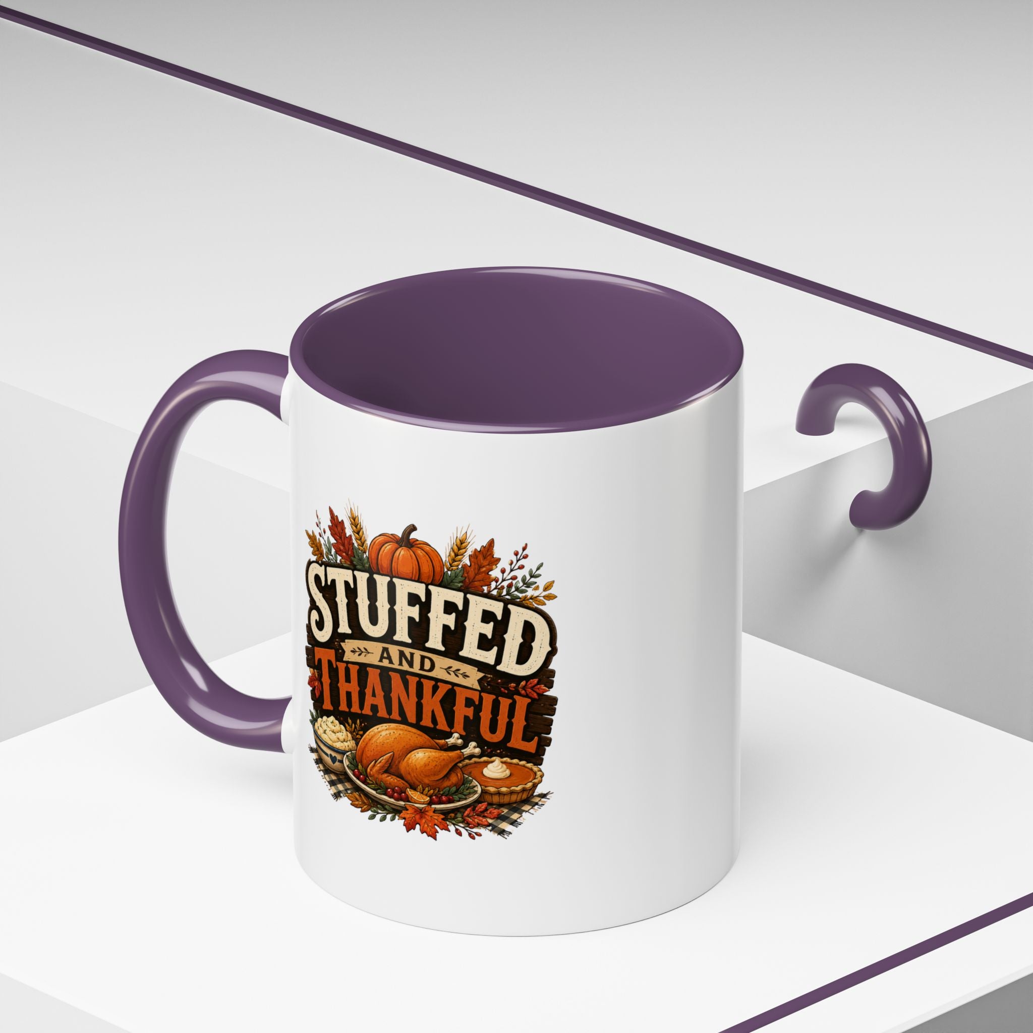 Thanksgiving Mug Stuffed and Thankful Coffee Mug — Thanksgiving Fall Holiday Kitchen Gift