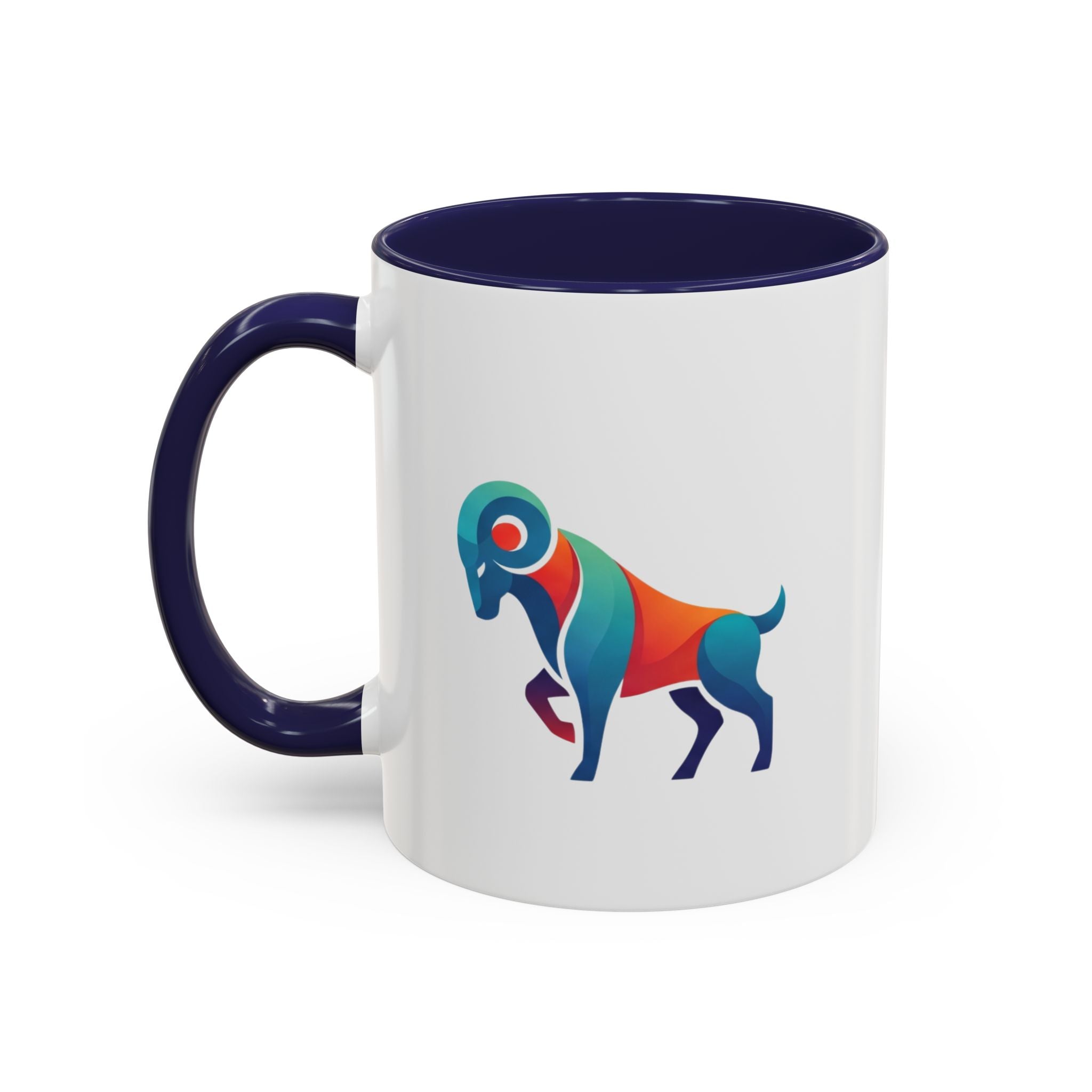 Colorful Ram Accent Coffee Mug — Geometric Zodiac Aries Design
