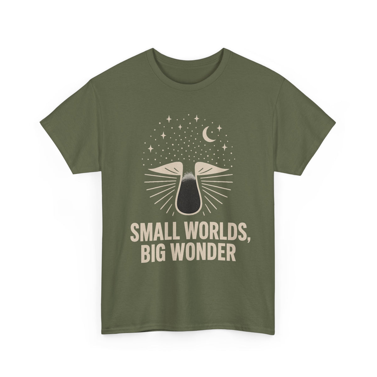 Small Worlds Big Wonder Celestial Mushroom Tee - Aesthetic Nature T-Shirt - Trending Now - September 2026