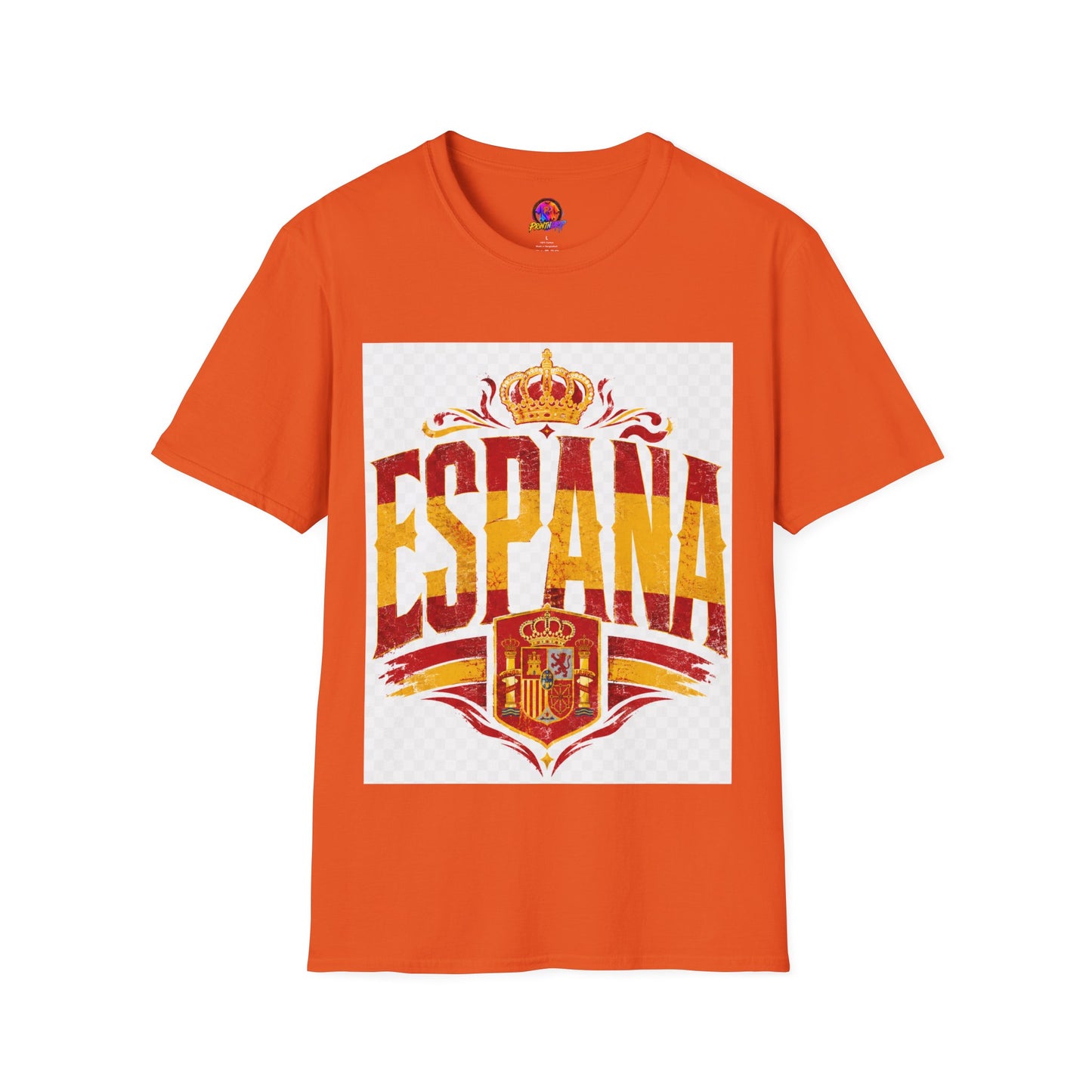 Spain Crown Graphic T-Shirt — Spanish Flag Vintage Crest Tee