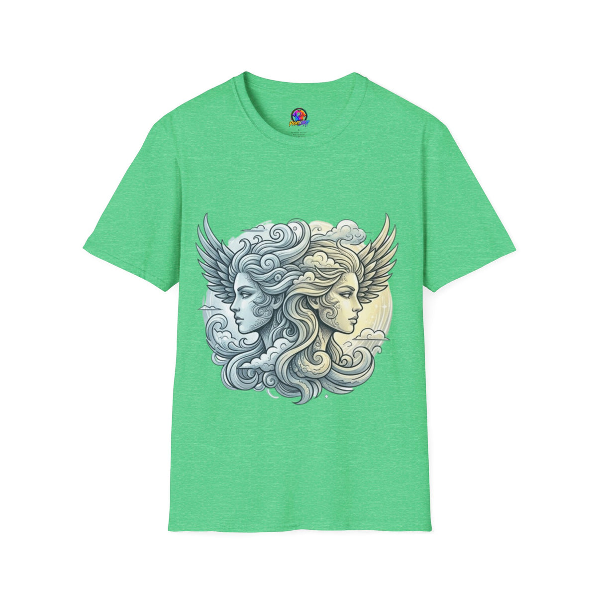 Mythic Moon & Sun Faces T-Shirt — Celestial Duality Graphic Tee