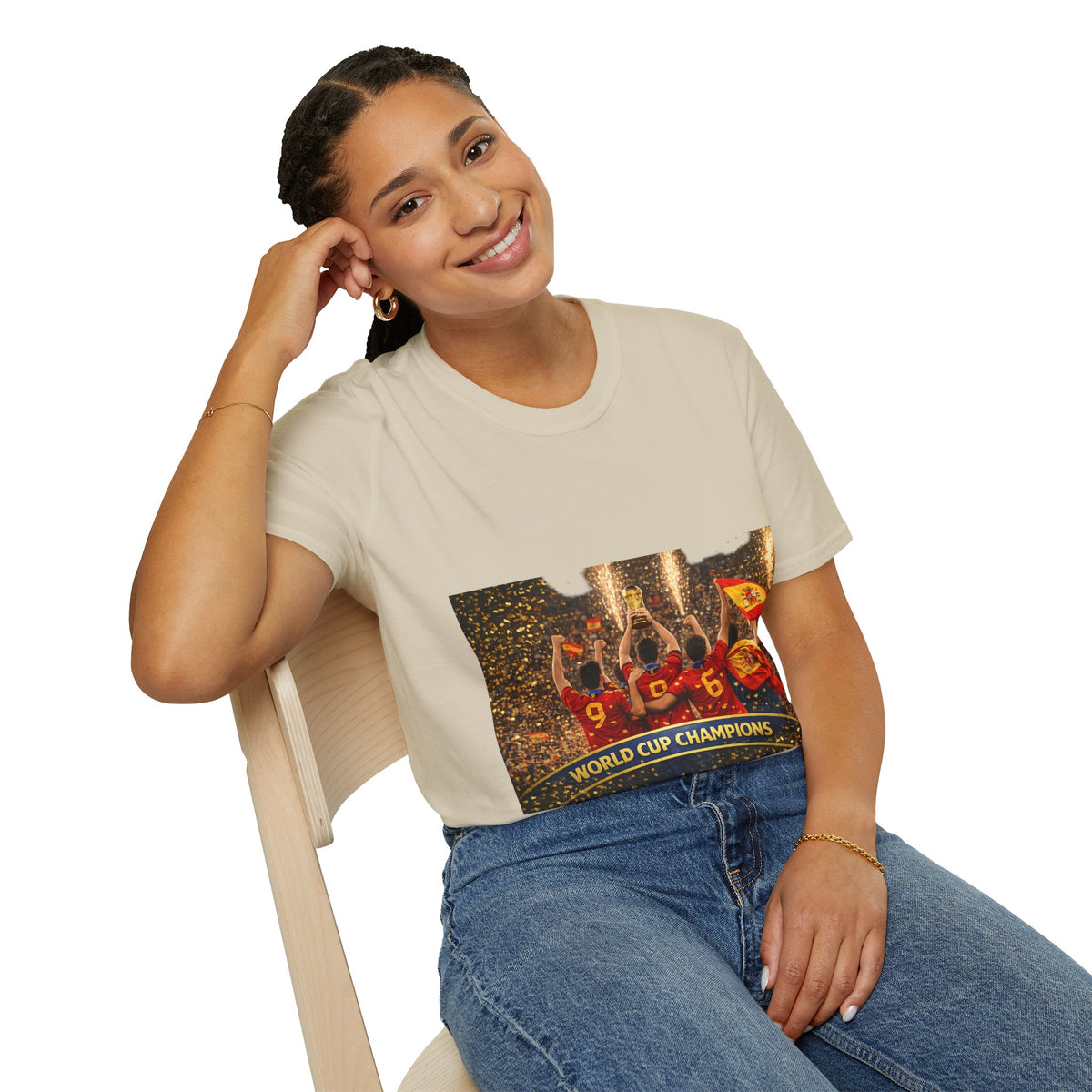Spain World Cup Champions T‑Shirt — Soccer Trophy Celebration Tee