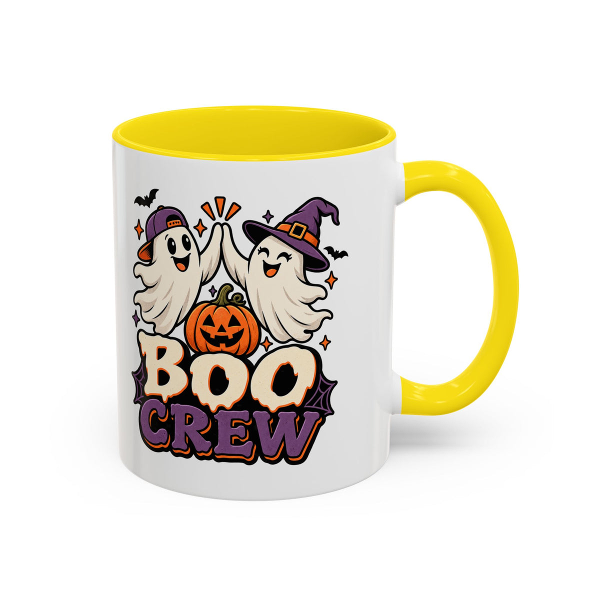 Boo Crew Halloween Accent Coffee Mug — Cute Ghosts & Jack-O'-Lantern Design (11/15 oz)