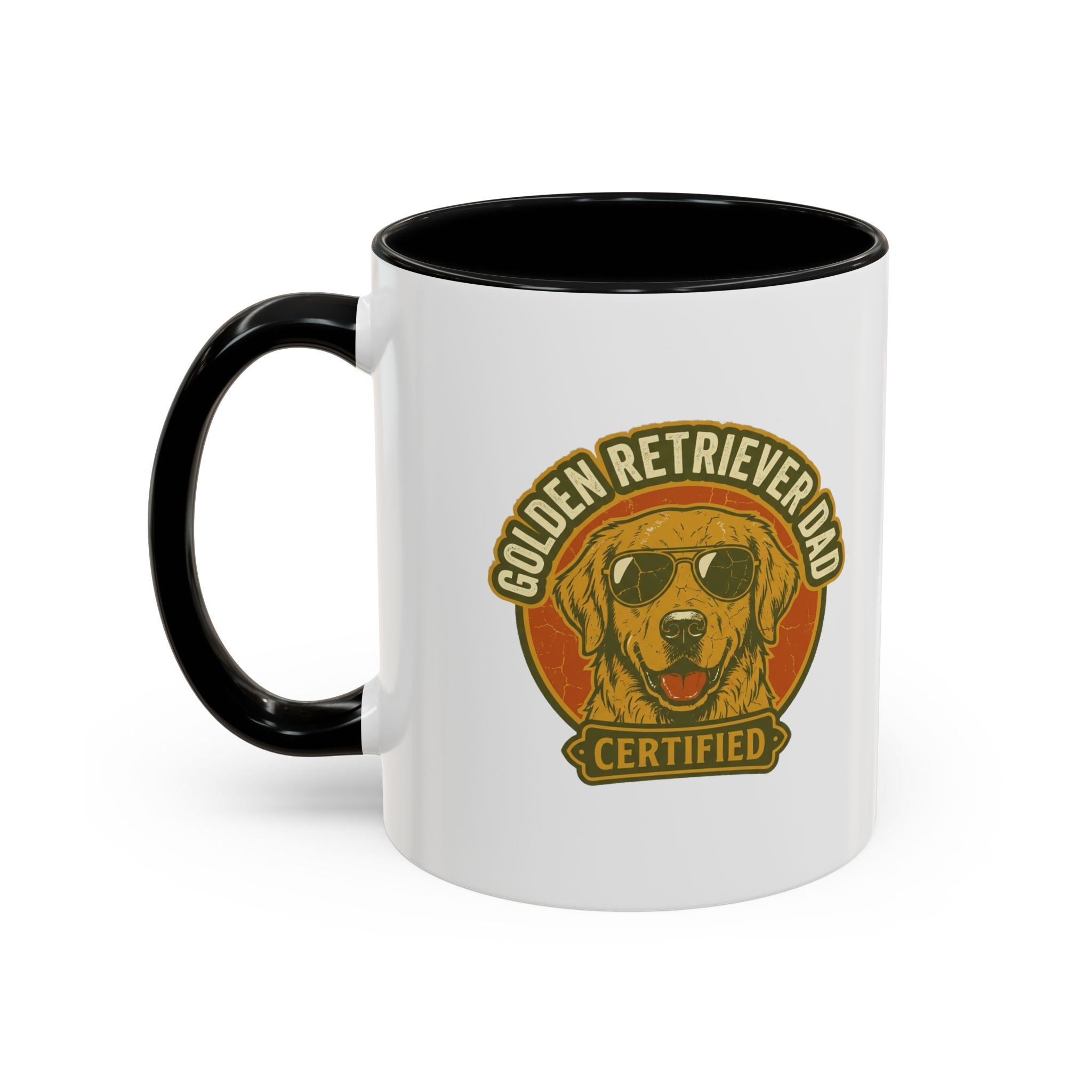 Funny Golden Retriever Dad Coffee Mug — "Certified" Dog Dad Accent Mug