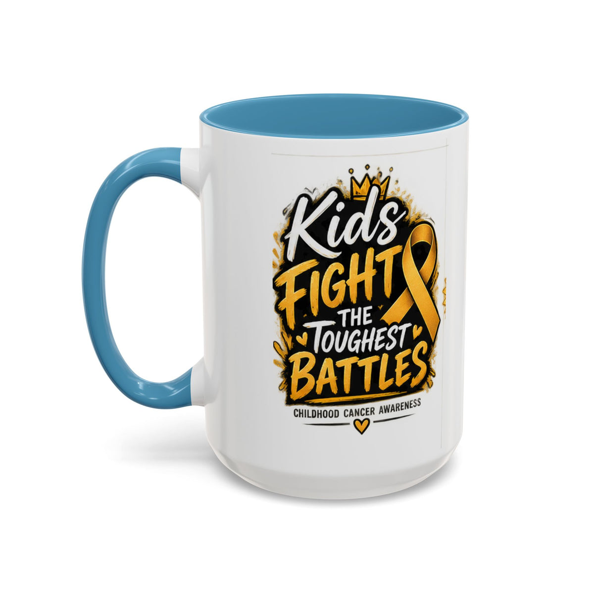 Kids Fight The Toughest Battles Accent Coffee Mug — Childhood Cancer Awareness 11/15oz