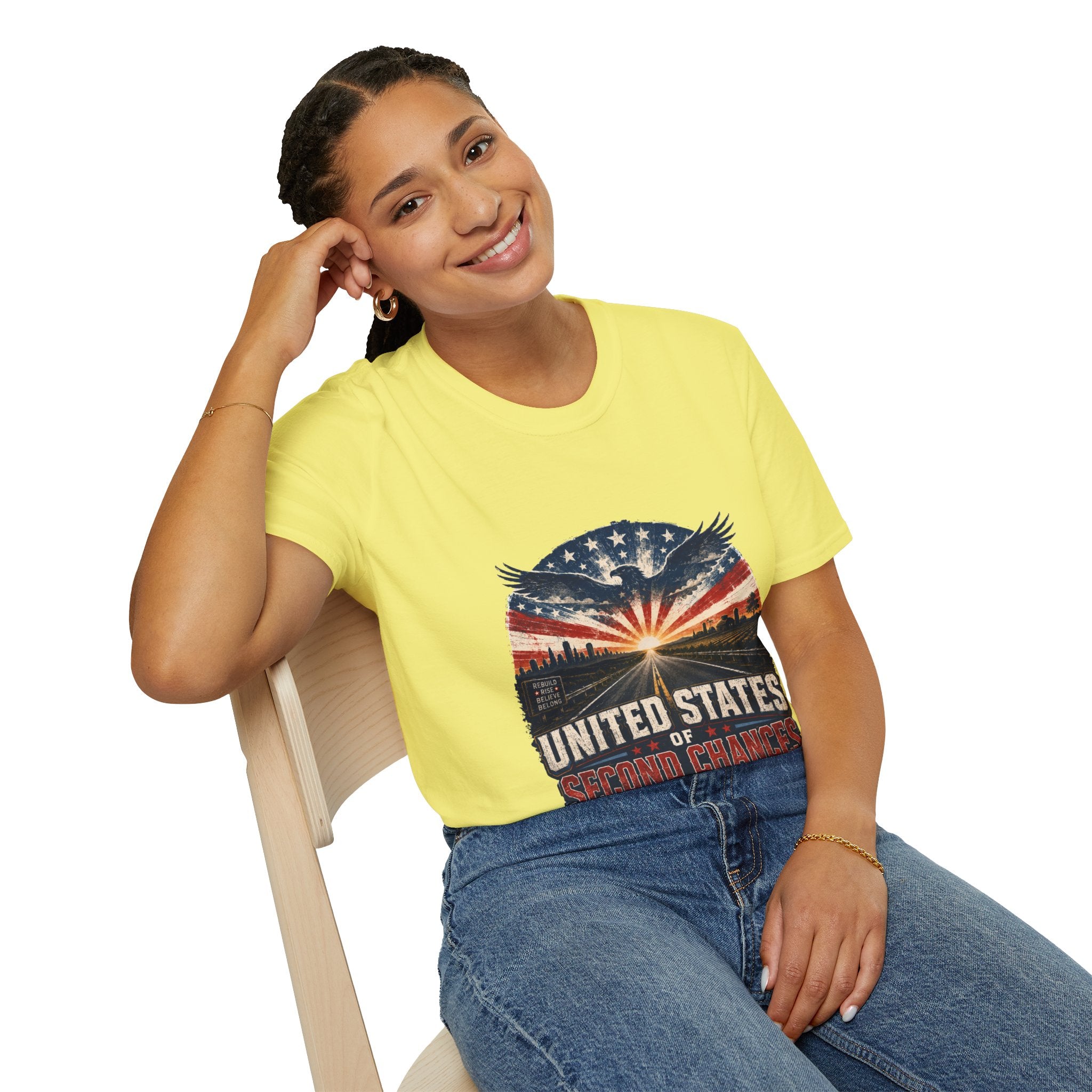 Patriotic Eagle T-Shirt — United States Skyline Vintage Flag Design