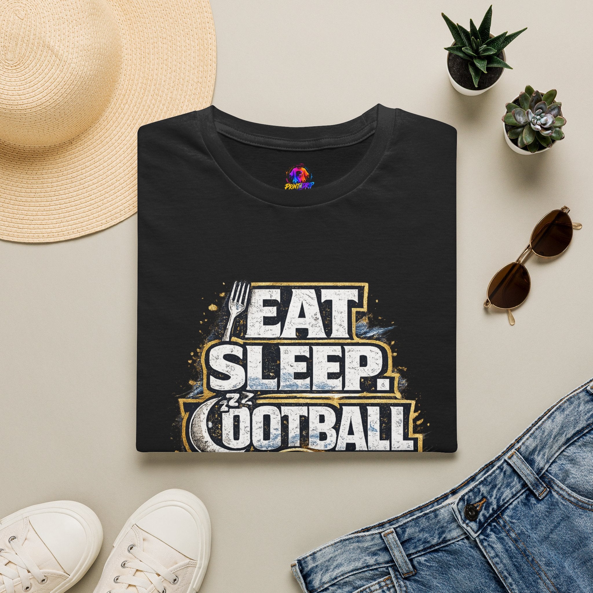 Football 'Eat Sleep Football Repeat' T-Shirt — Vintage Soccer Fan Tee