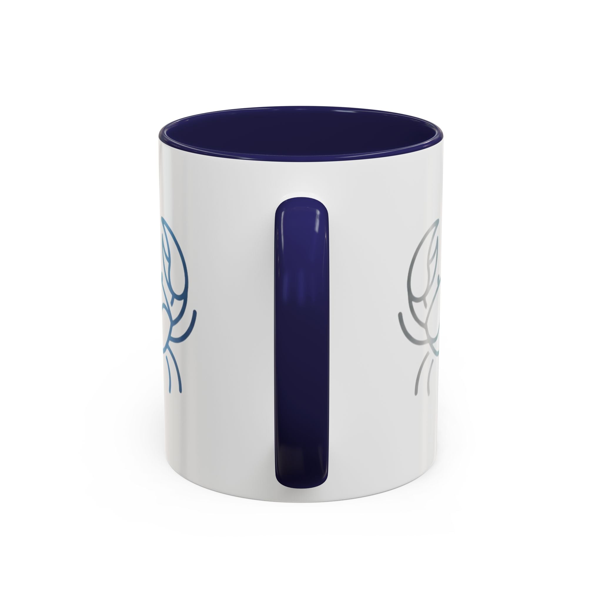 Crab Accent Coffee Mug — Minimal Coastal Zodiac Crab Design