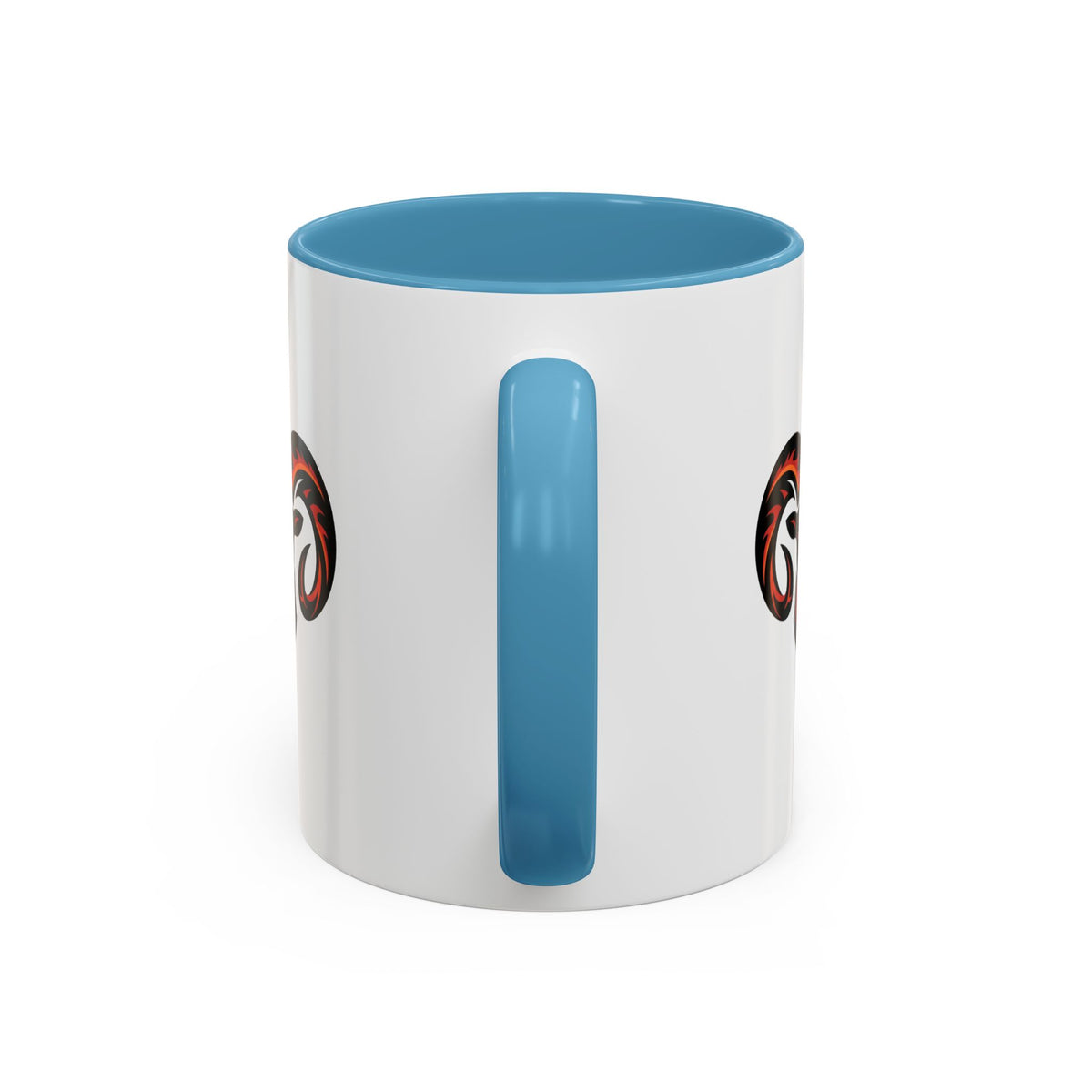 Aries Zodiac Ram Logo Accent Coffee Mug — Bold Tribal Ram Head Design