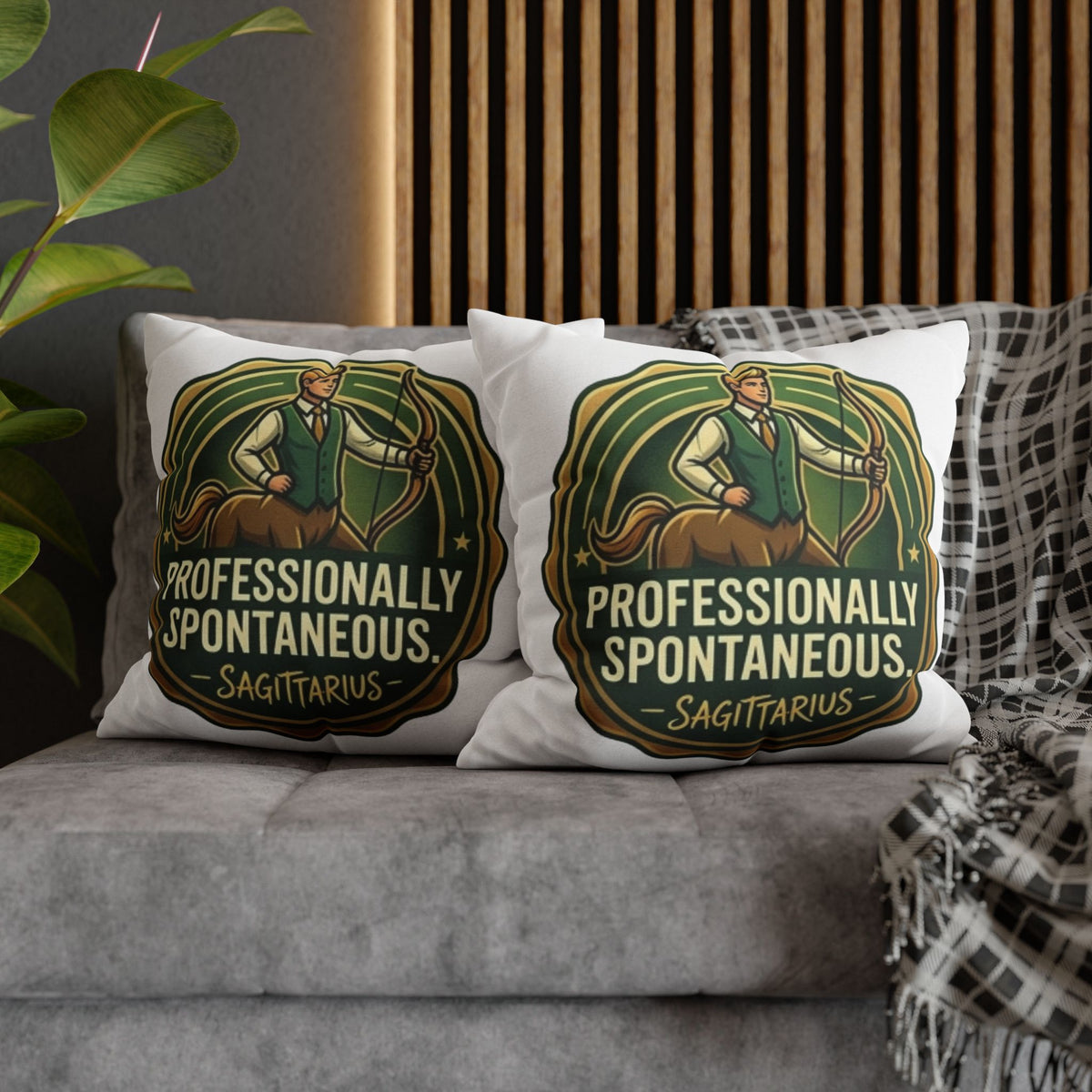 Sagittarius Pillowcase — "Professionally Spontaneous" Zodiac Decor
