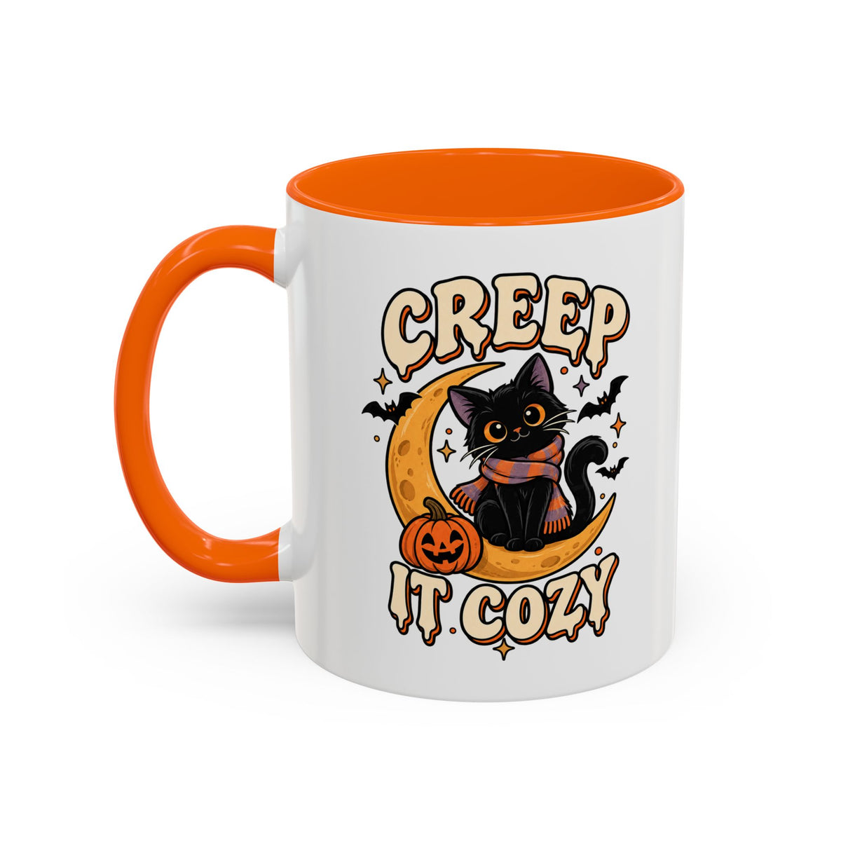 Creepy It Cozy Black Cat Halloween Accent Coffee Mug (11/15oz)
