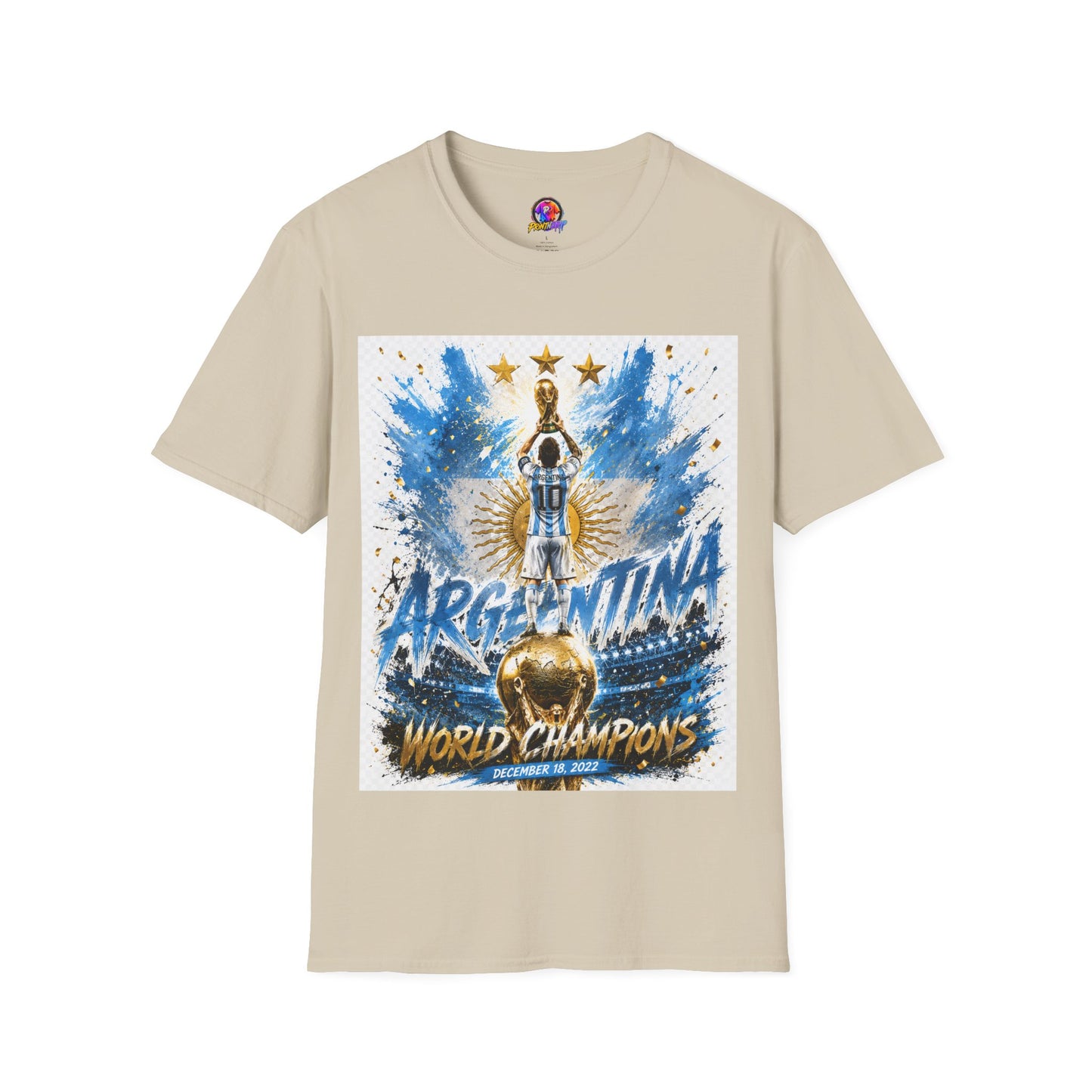 Argentina World Champions T‑Shirt — Soccer World Cup 3 Stars Tribute