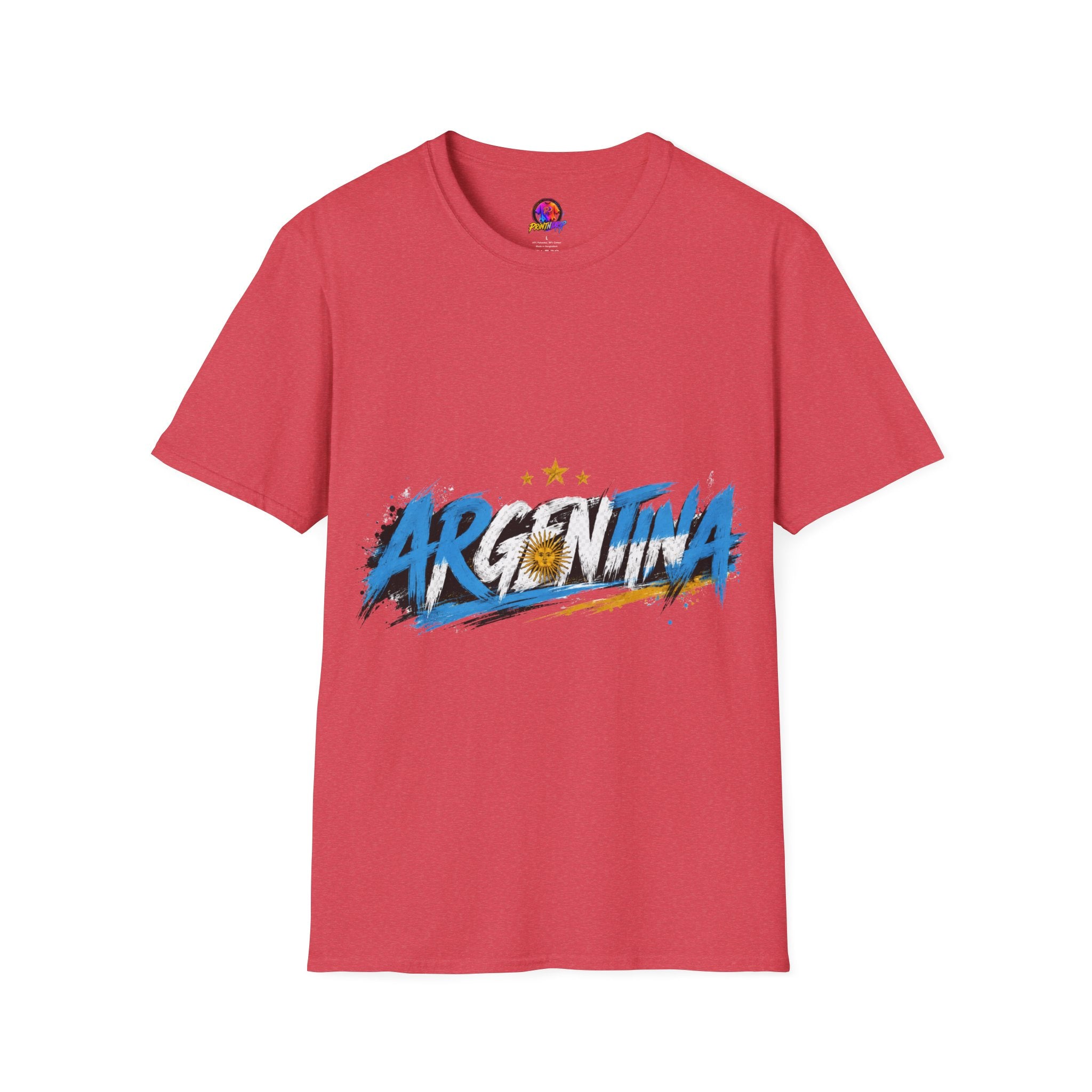 Argentina Graffiti T-Shirt — Soccer Fan Tee with Three Stars & Sun Emblem