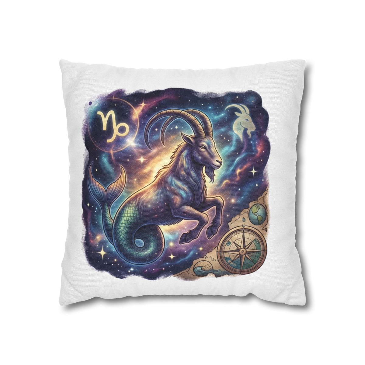 Capricorn Zodiac Throw Pillowcase — Mystical Goat Constellation Home Decor