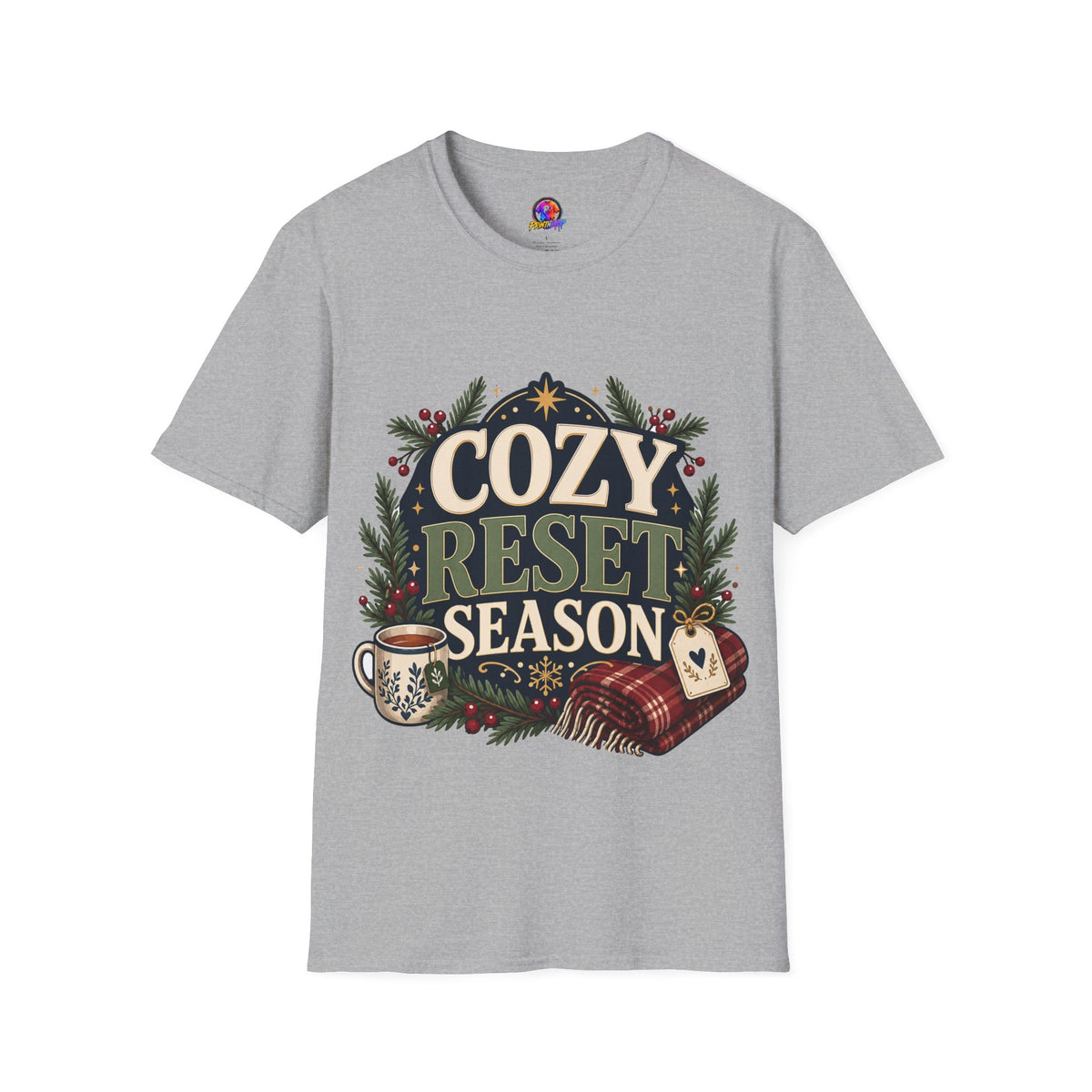 Cozy Reset Season T‑Shirt — Holiday Cozy Cabin Graphic Tee