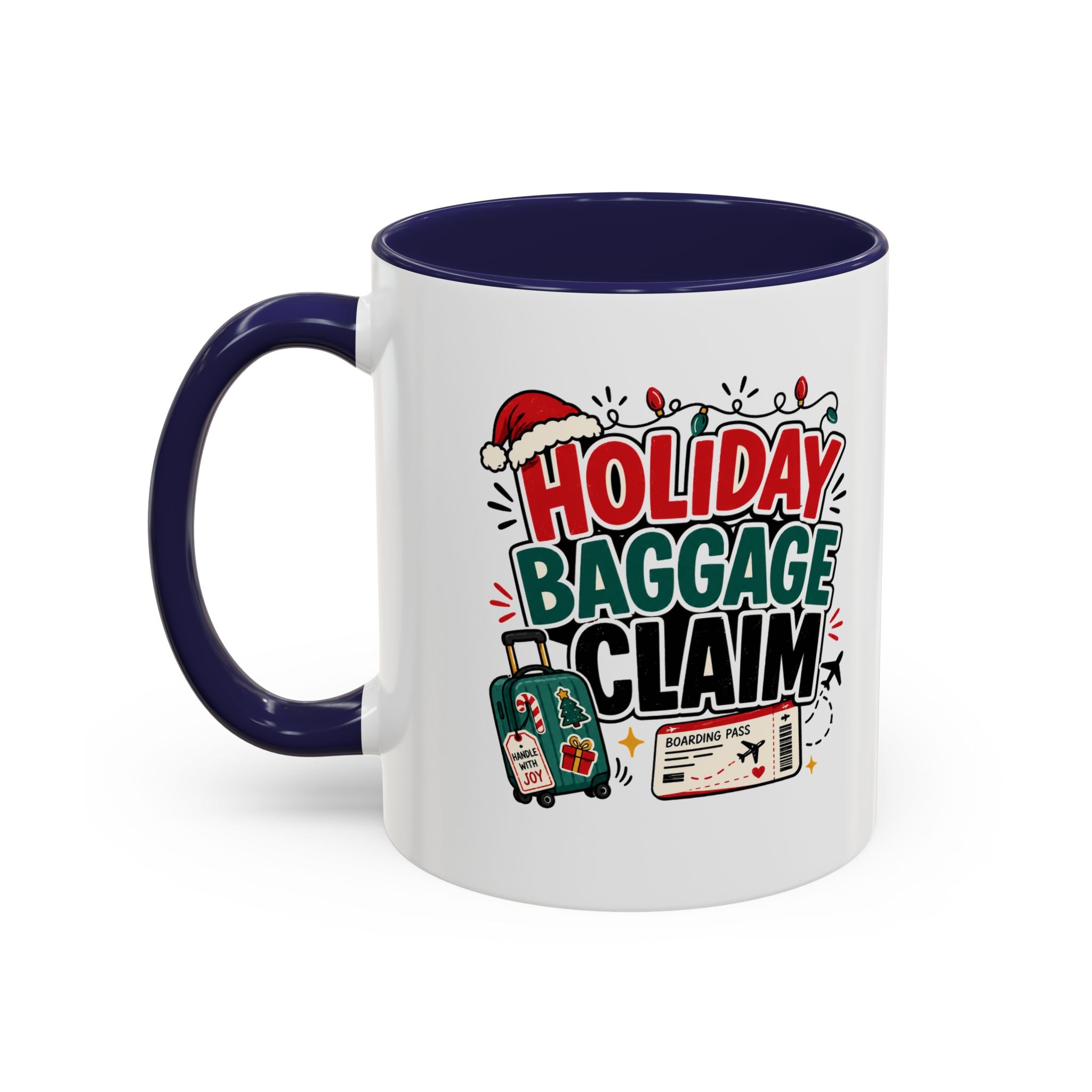 Modern Day Christmas Holiday Baggage Claim Coffee Mug — Funny Christmas Travel Gift (11/15oz)