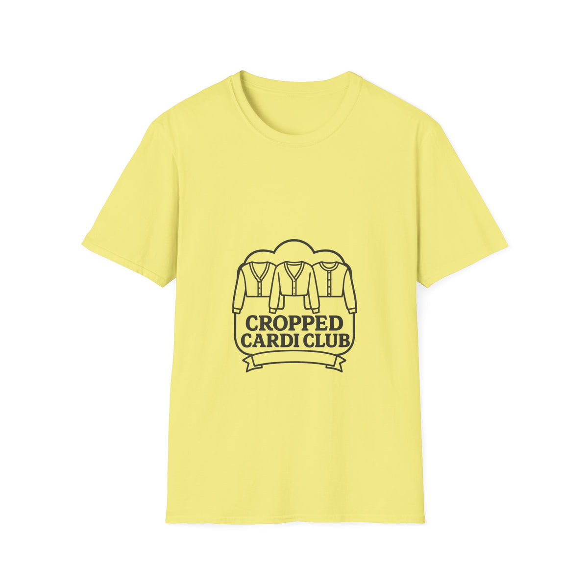 Cropped Cardi Club Trendy Knitwear Lover Graphic Tee - Trending Now - October 2026