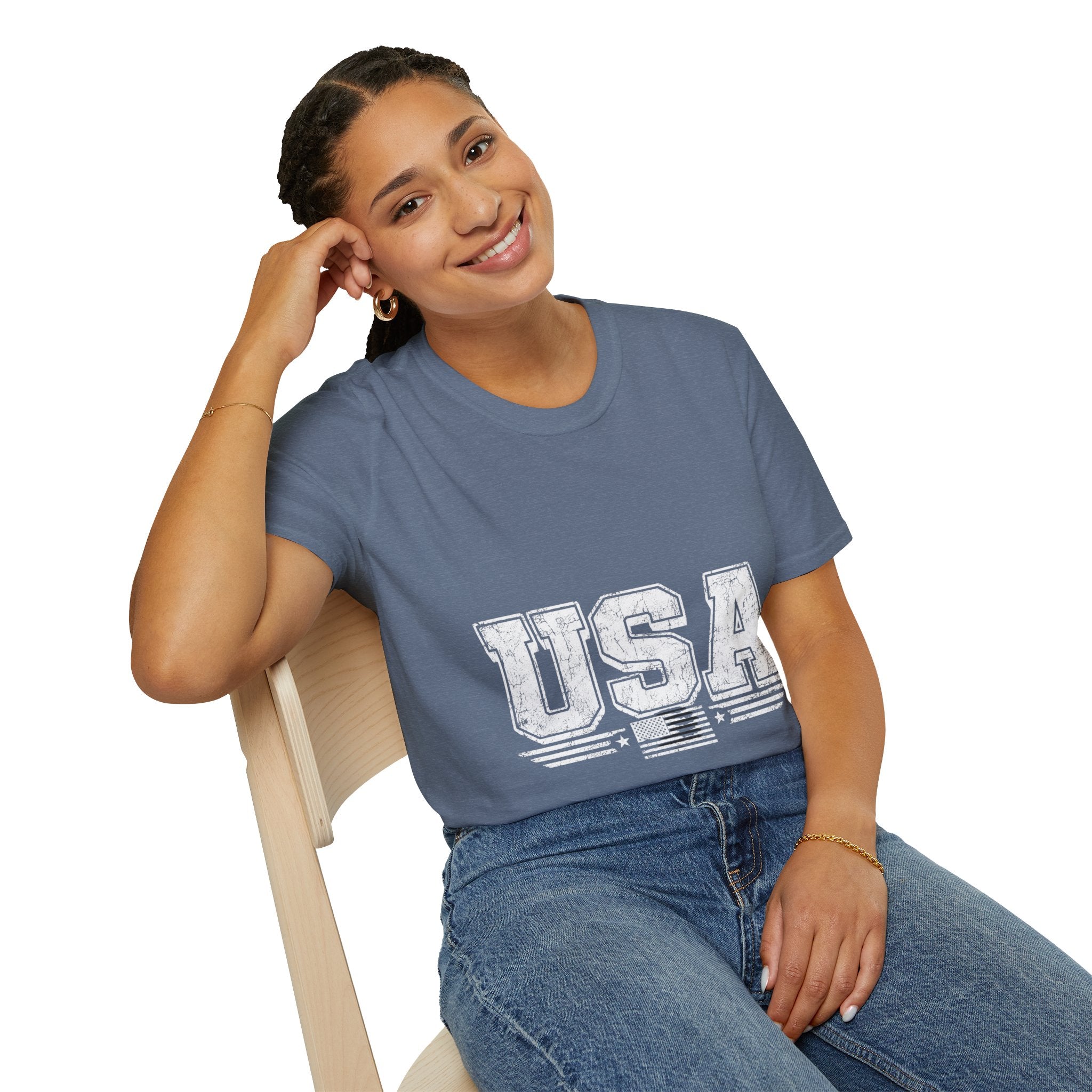USA Vintage Block T-Shirt — Patriotic Americana Graphic Tee