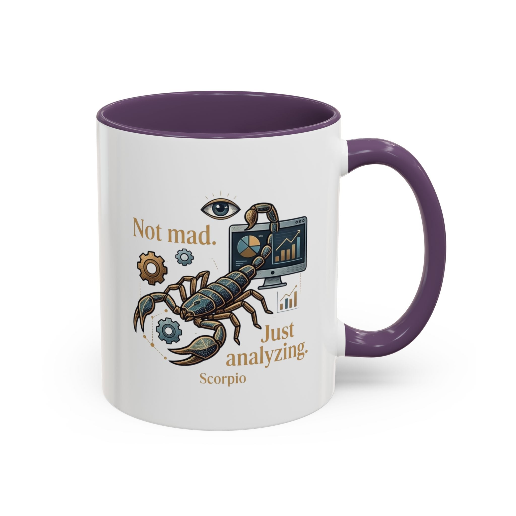 Scorpio Coffee Mug — "Not Mad. Just Analyzing." Accent 11/15oz