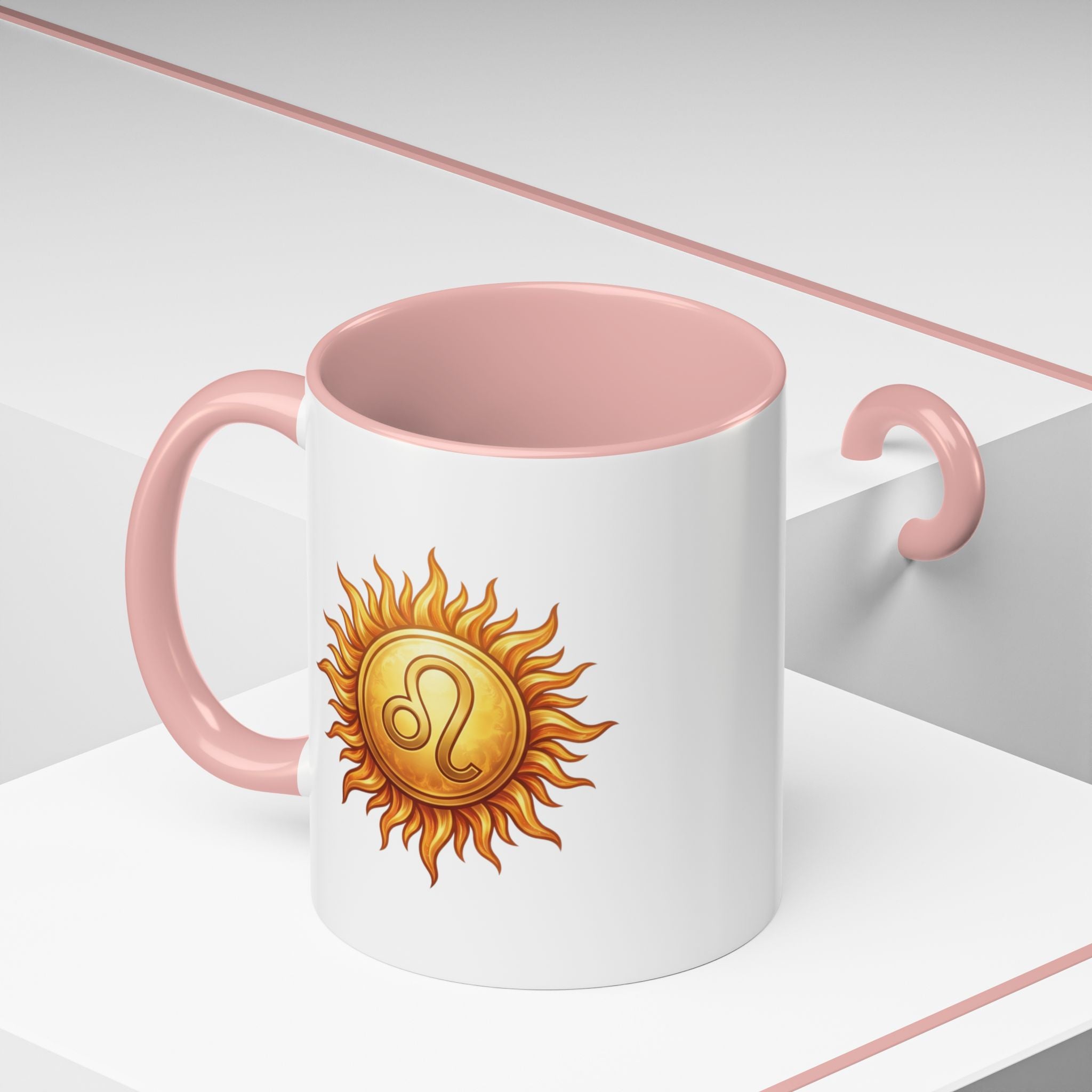 Leo Zodiac Sun Coffee Mug — Astrology Gift, Bold Sun & Leo Symbol Accent Mug