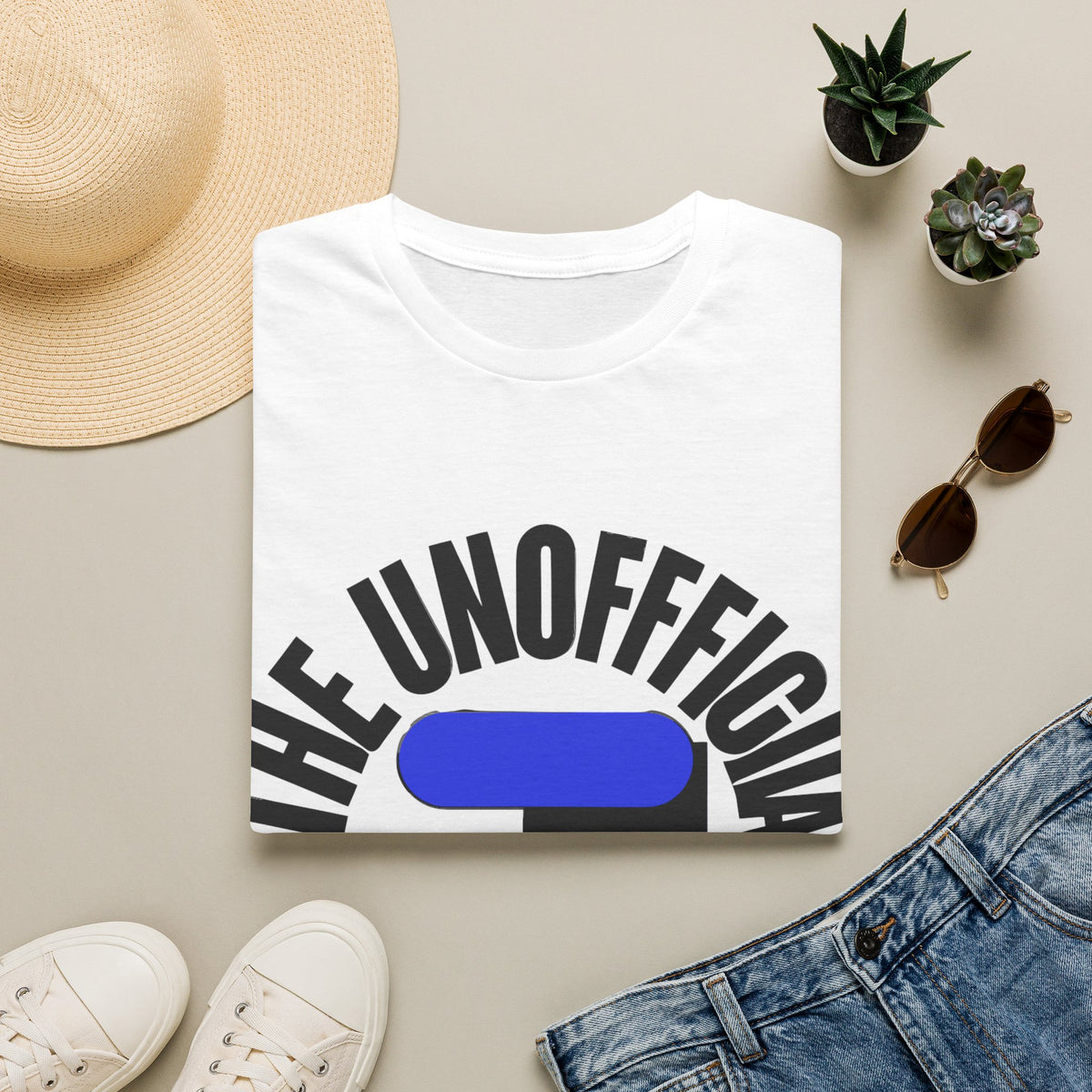 "The Unofficial Motto 2026" Retro Circular Tee | Blue Abstract Emblem T-Shirt - Trending Now - September 2026
