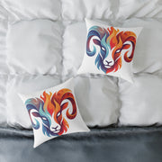 Aries Zodiac Flame Ram Art Pillow – Colorful Zodiac Aries Throw Pillow