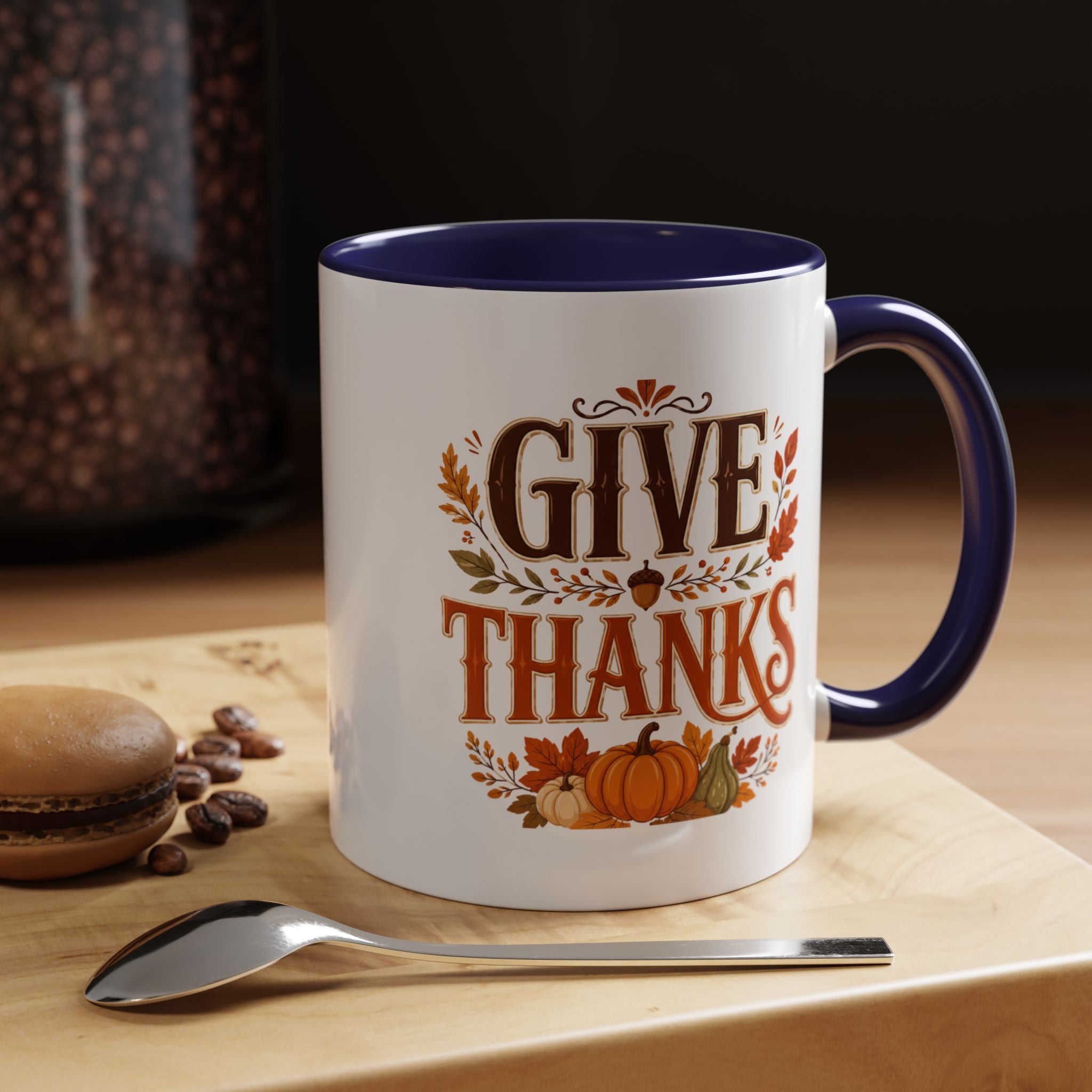 Thanksgiving Mug Give Thanks Coffee Mug — Thanksgiving Fall Accent Mug