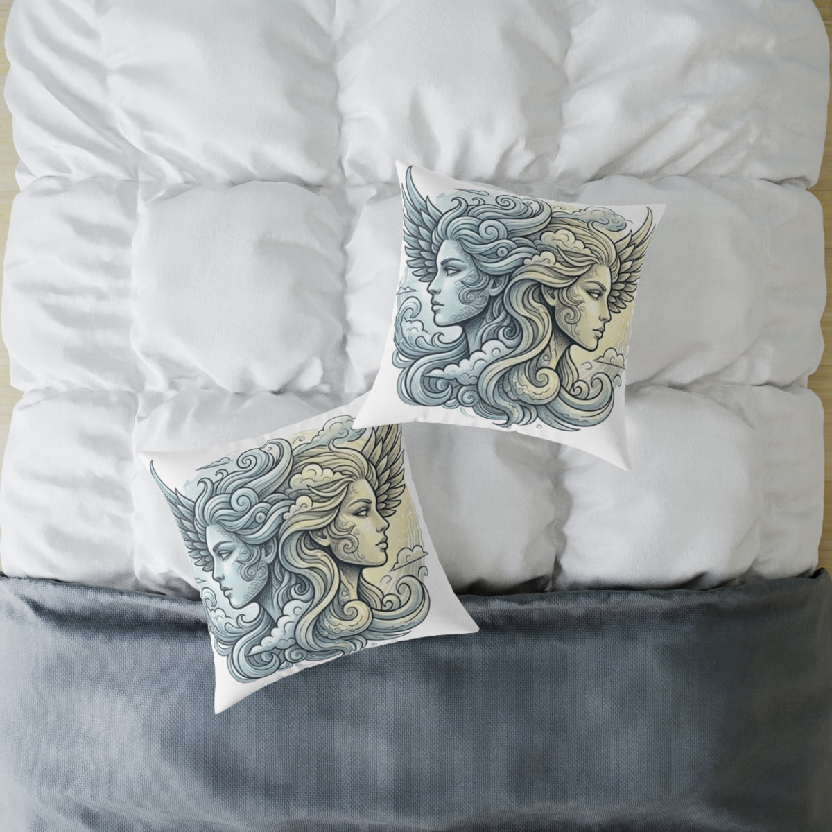 Gemini Zodiac Astrological Double Face Square Poly Canvas Pillow