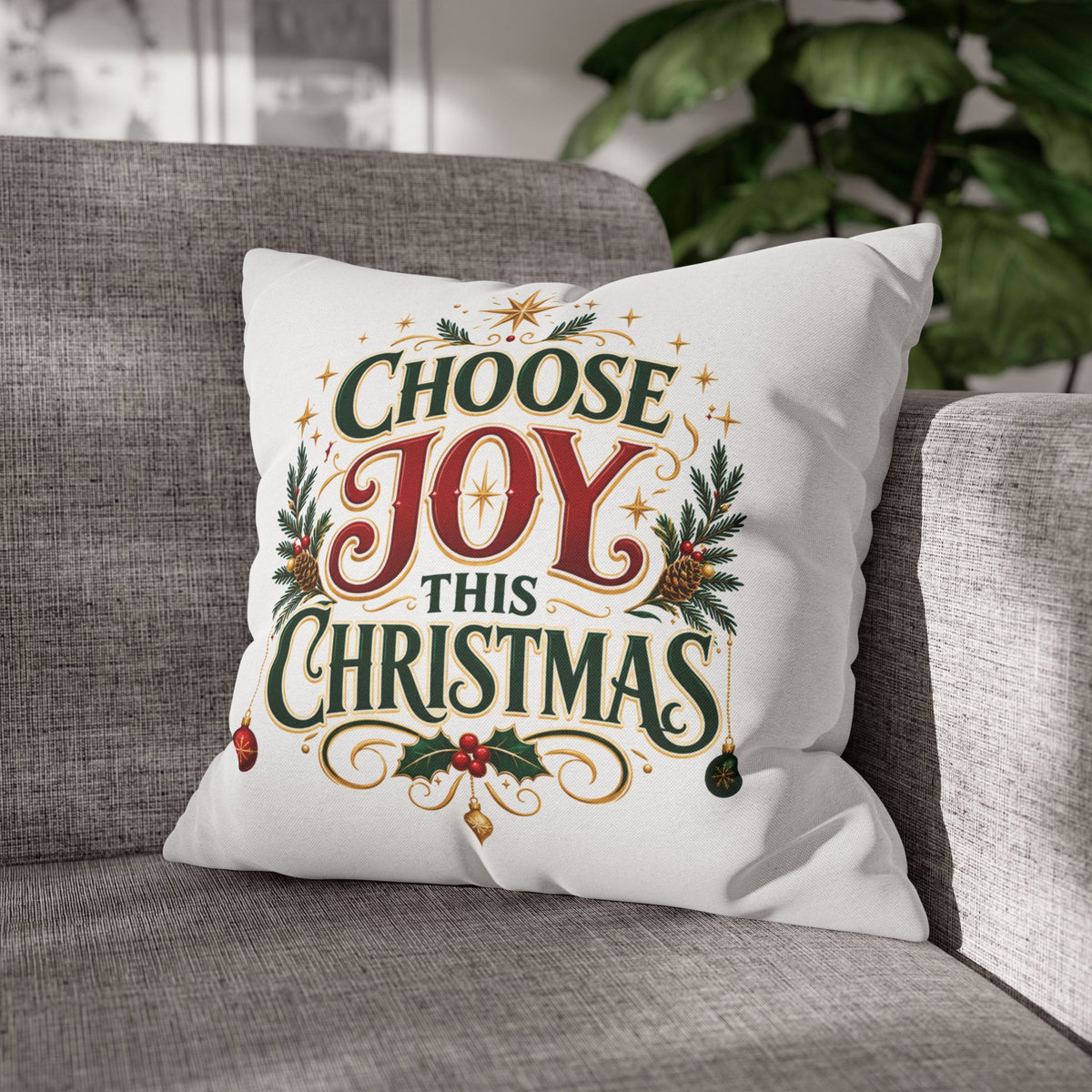 Choose Joy This Christmas Pillowcase – Festive Holiday Decorative Throw Pillow Cover