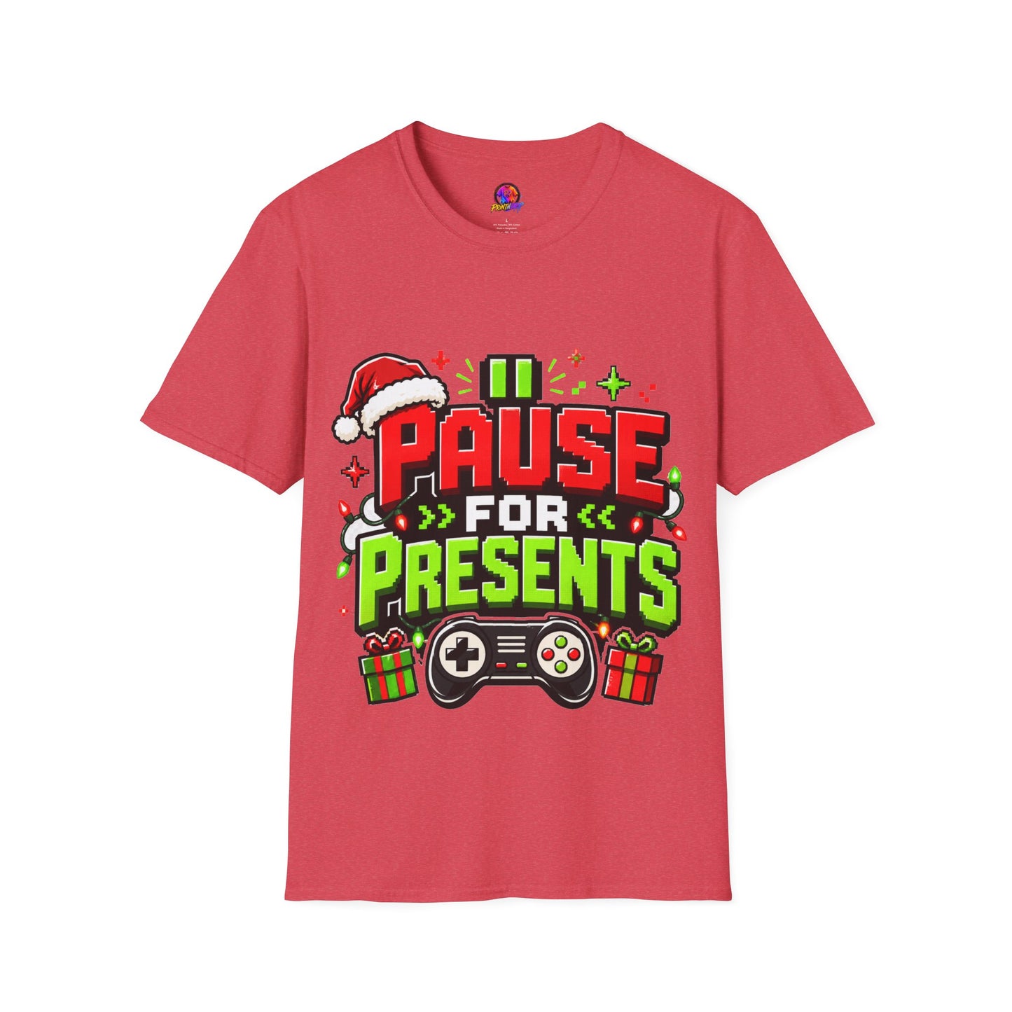 T-Shirt — "Pause for Presents" Christmas Gamer Tee