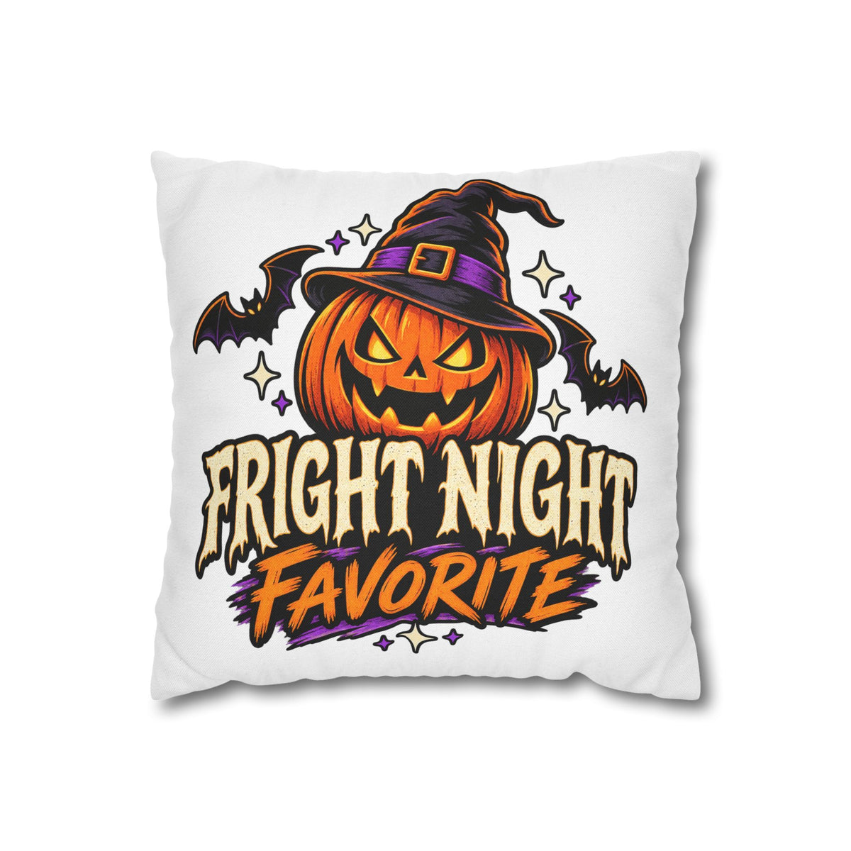 Halloween Pumpkin Pillowcase — "Fright Night Favorite" Spun Polyester Throw Pillow Cover
