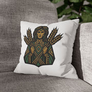Virgo Harvest Goddess Pillowcase — Boho Wheat Decorative Throw Pillow