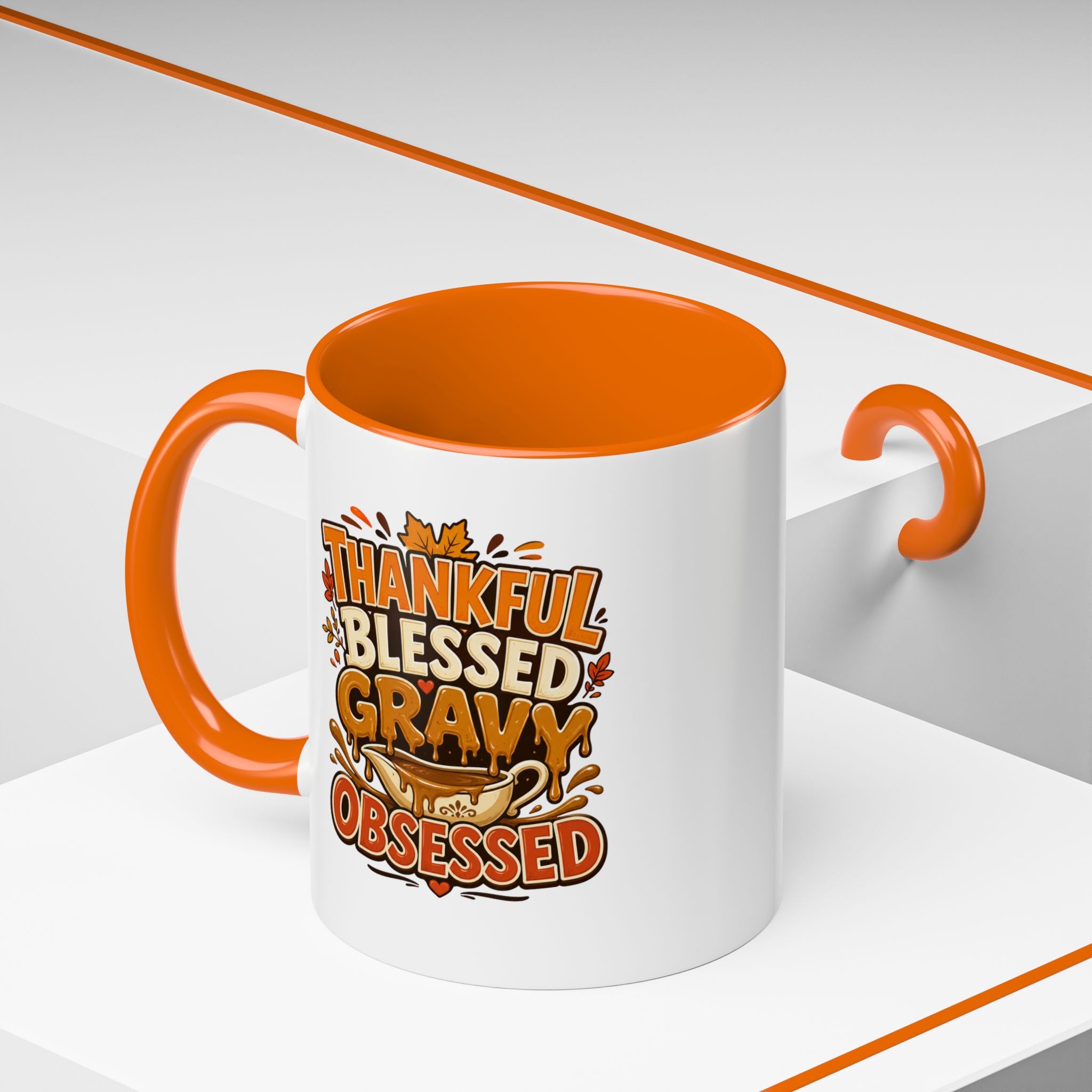 Thanksgiving Mug Coffee Mug — "Thankful Blessed Gravy Obsessed" Thanksgiving Accent Mug