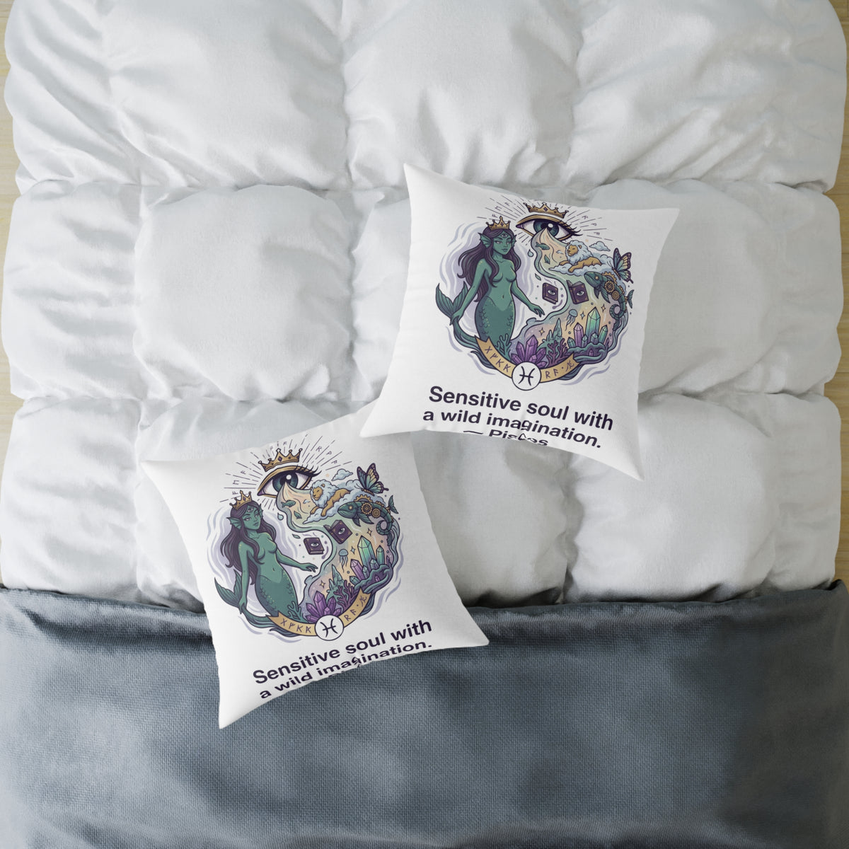 Pisces Zodiac Sensitive Soul With A Wild Imagination Square Poly Canvas Pillow