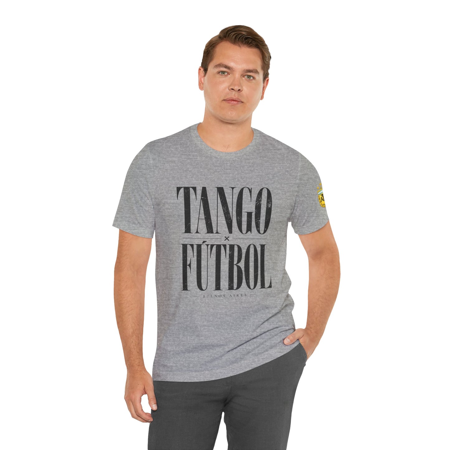 Argentina - Tango y Fútbol Graphic Tee - Bold Serif Soccer & Dance Shirt