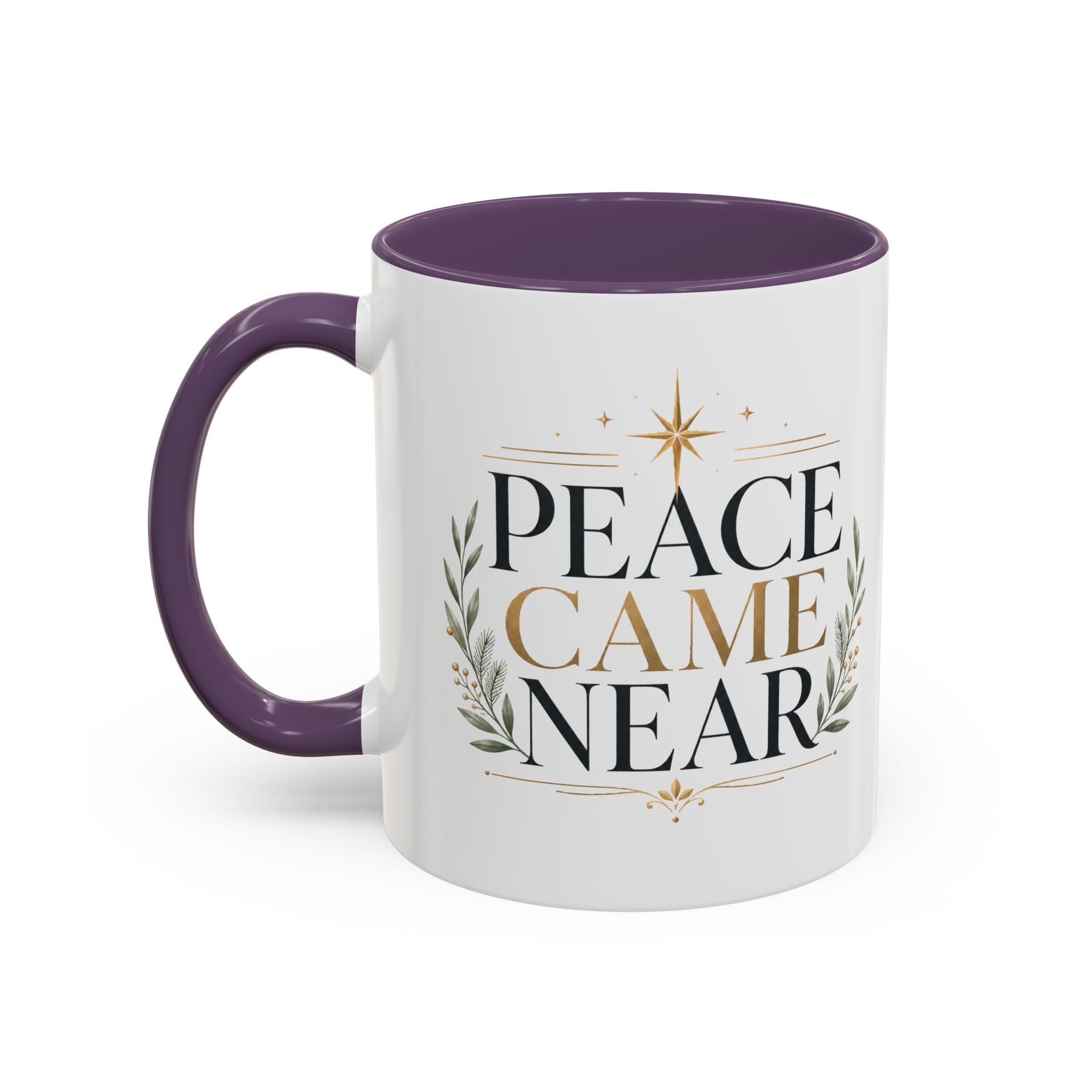 Christmas Peace Came Near Accent Coffee Mug — Holiday Christian Christmas Tea Cup