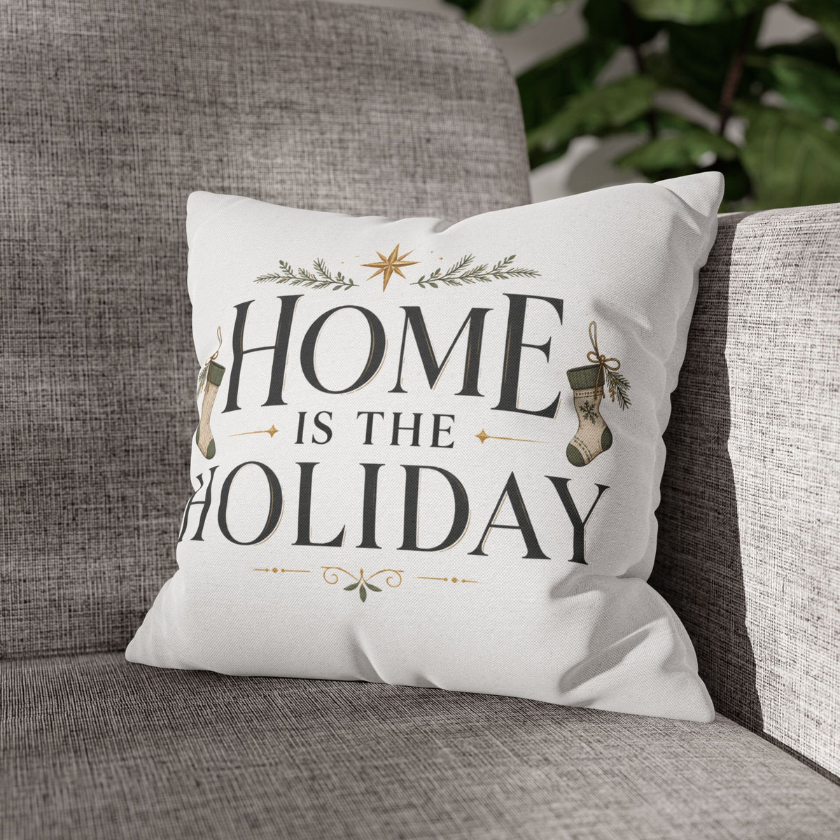 Christmas Home Is the Holiday Throw Pillowcase — Festive Holiday Decorative Pillow Cover