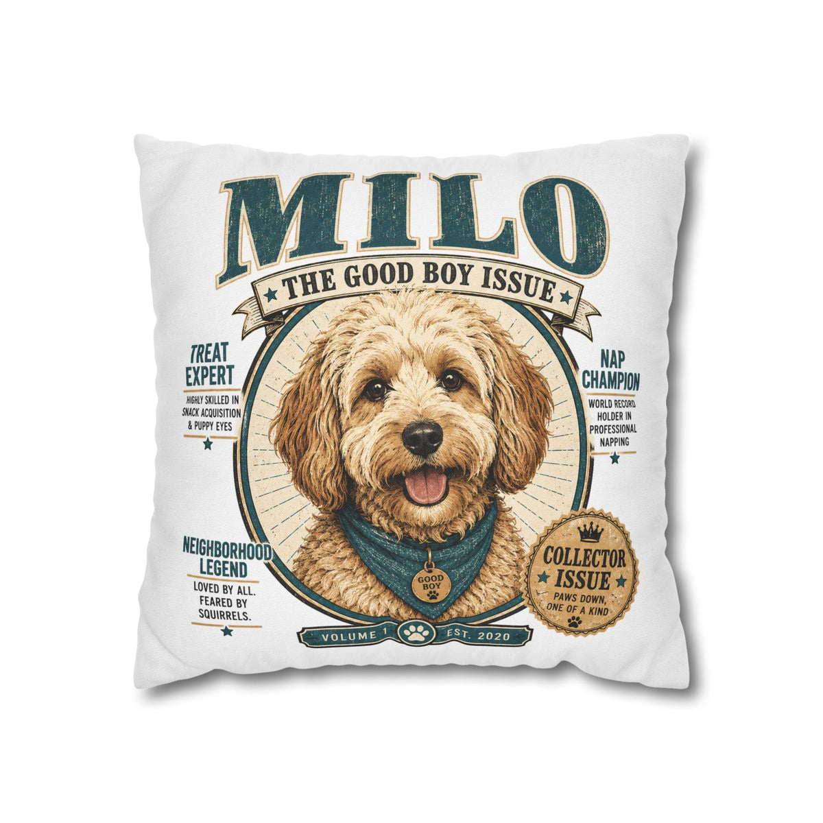 Milo "The Good Boy Issue" Decorative Pillowcase Milo Bailey Dog Dad Mom
