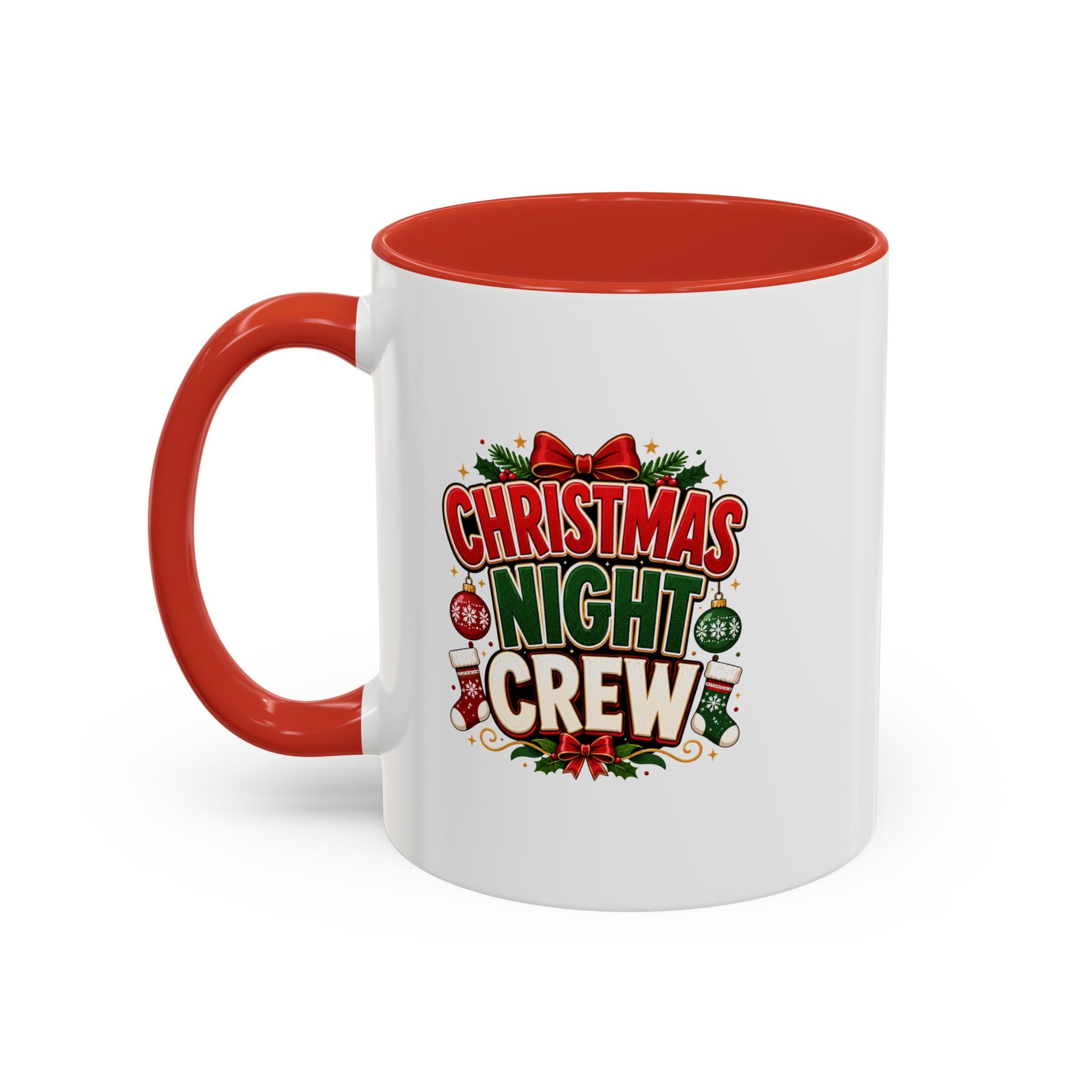 Christmas Night Crew Accent Coffee Mug – Festive Holiday Coffee Cup