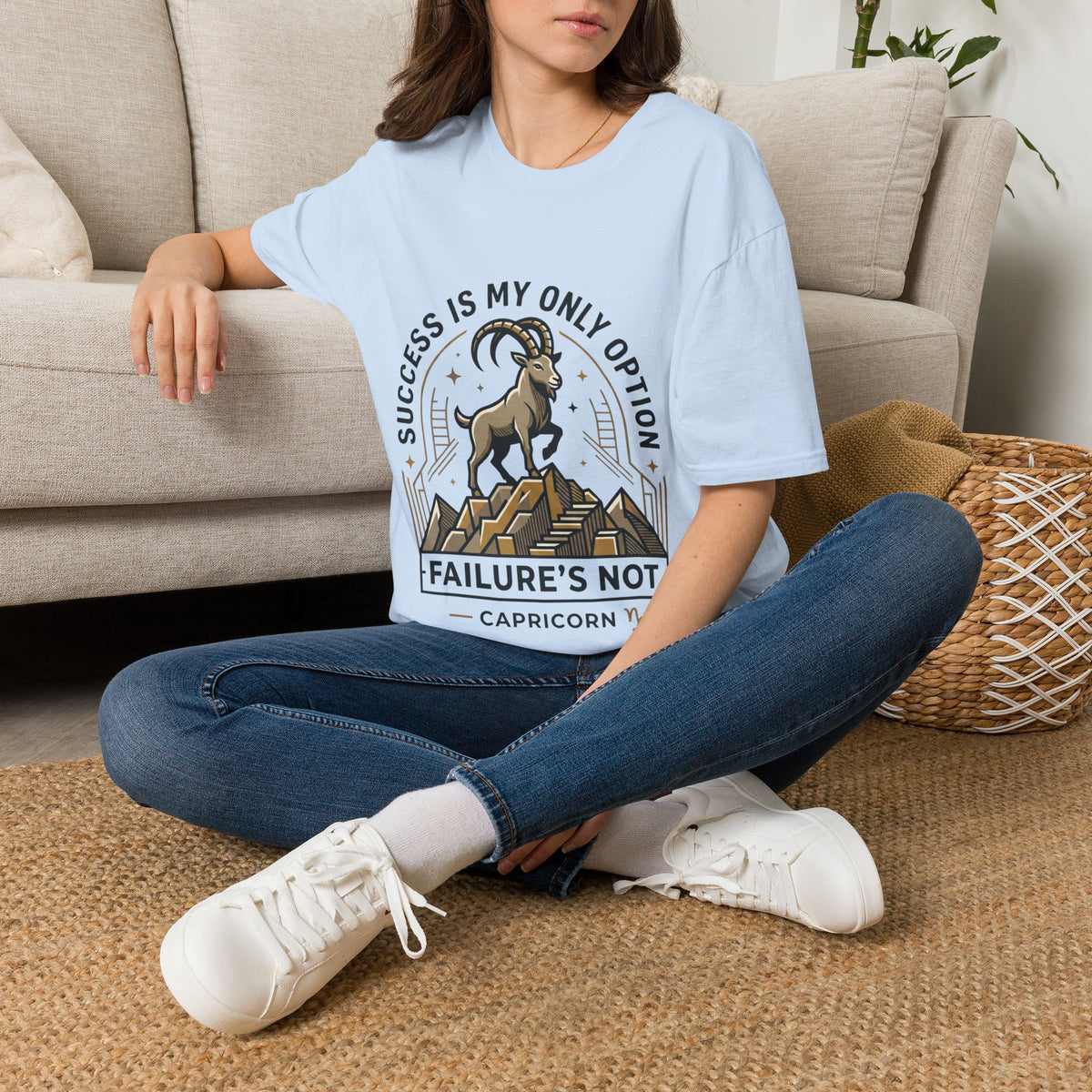 Capricorn Goat T-Shirt — "Success Is My Only Option" Motivational Zodiac Tee