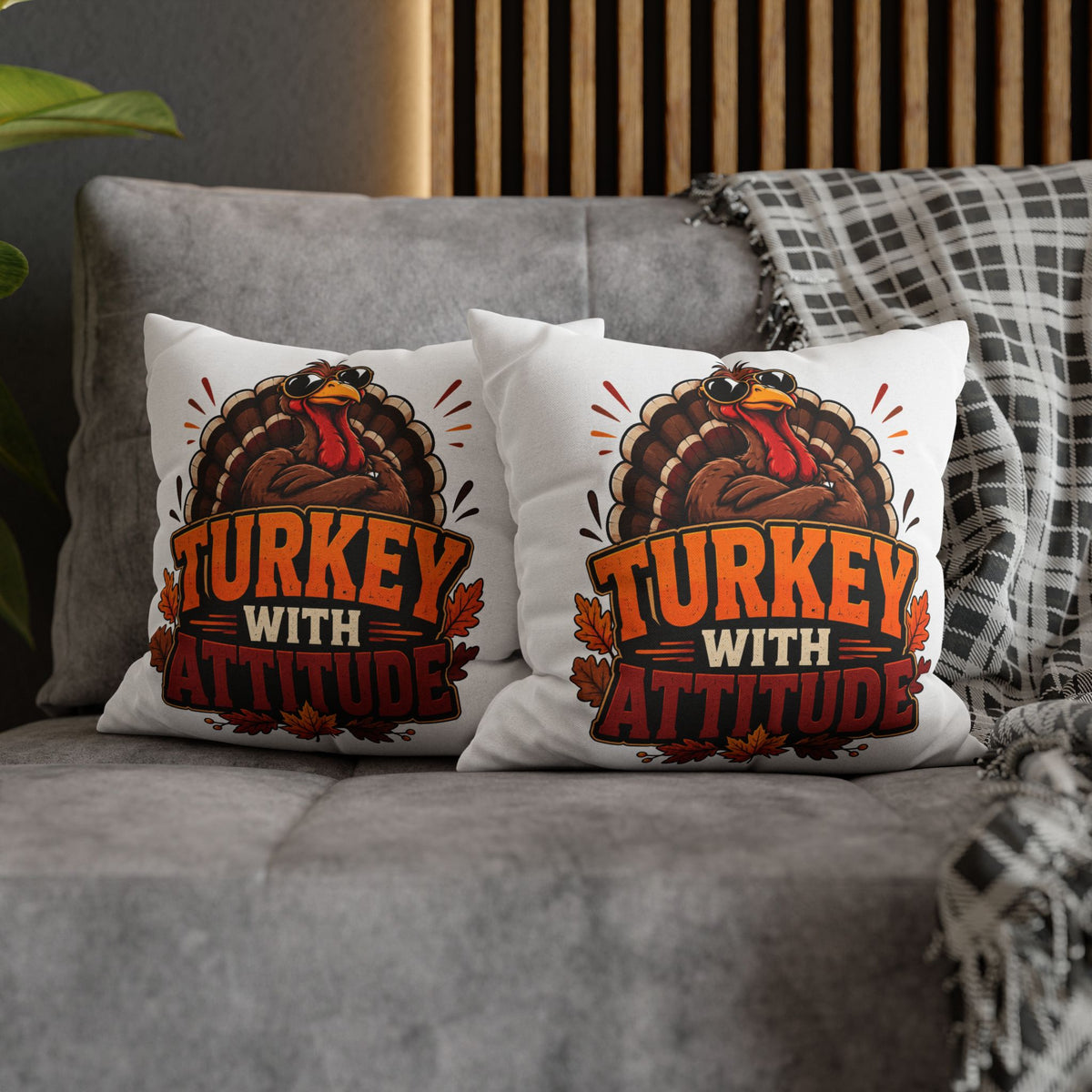Thanksgiving Turkey With Attitude Pillowcase — Funny Thanksgiving Decorative Pillow Cover