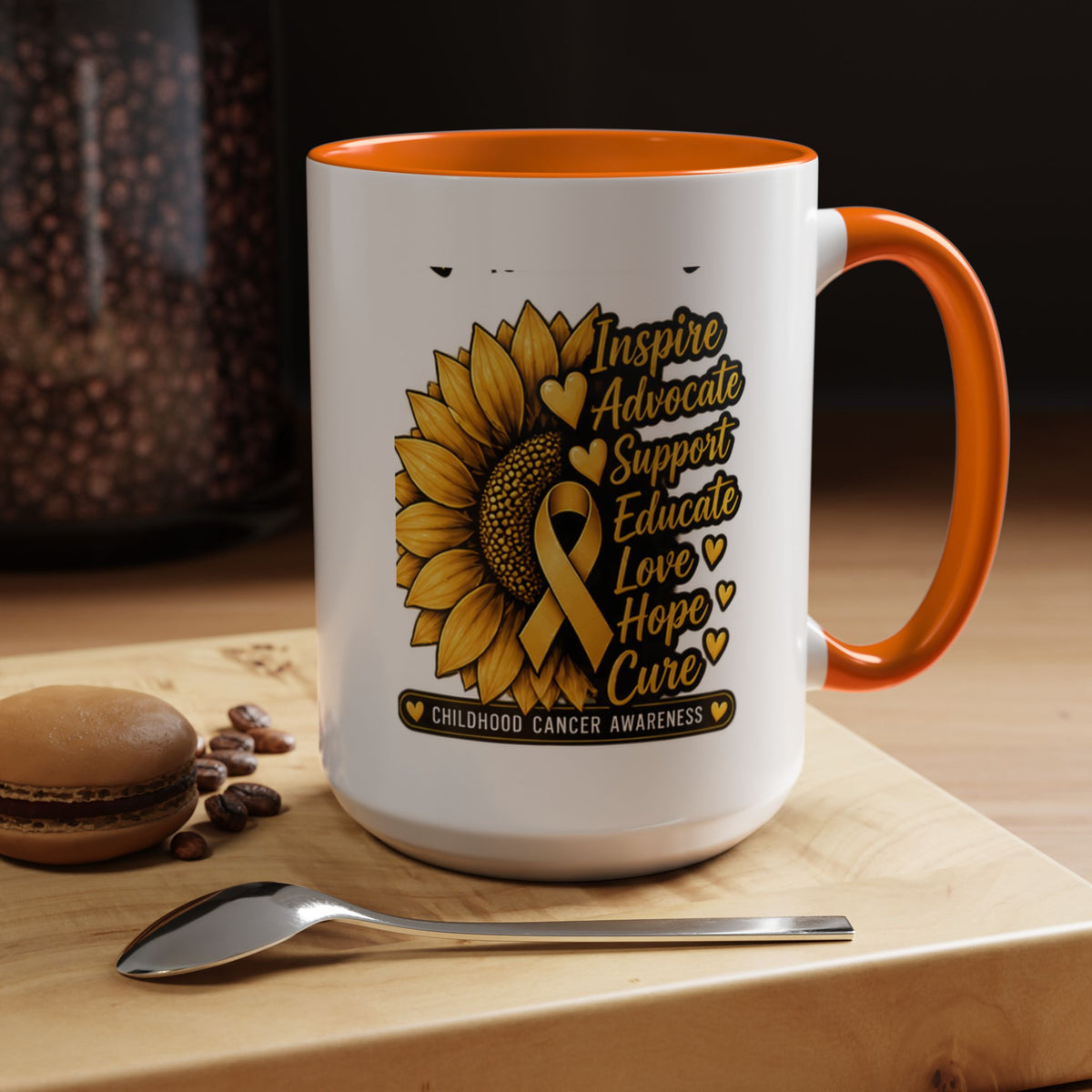 Childhood Cancer Awareness Sunflower Accent Coffee Mug (11/15oz)