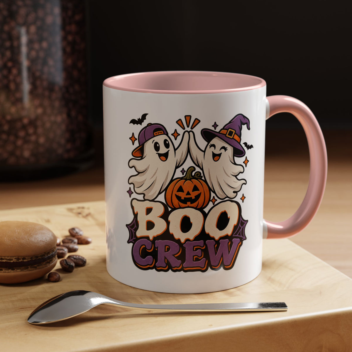 Boo Crew Halloween Accent Coffee Mug — Cute Ghosts & Jack-O'-Lantern Design (11/15 oz)