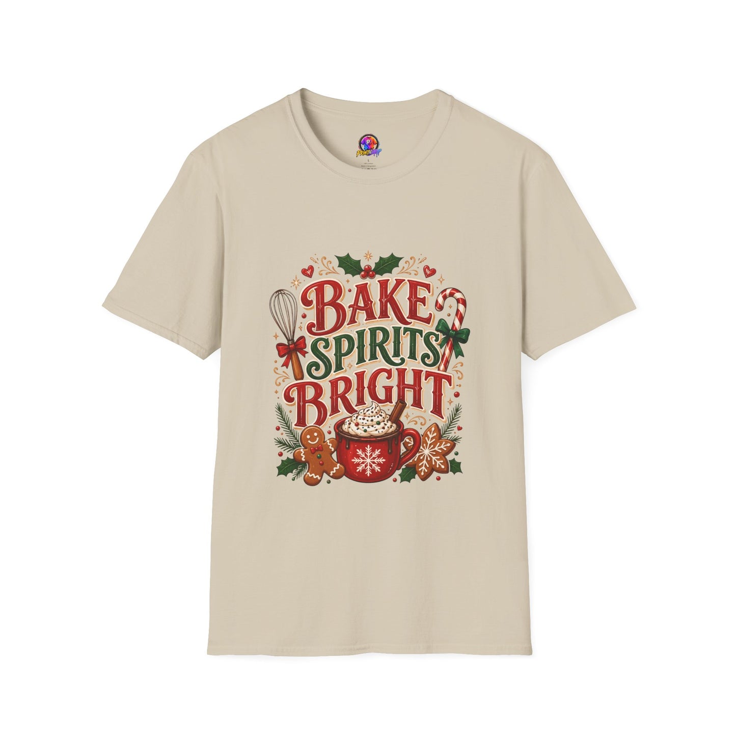Bake Spirits Bright Holiday T-Shirt — Christmas Baking Graphic Tee