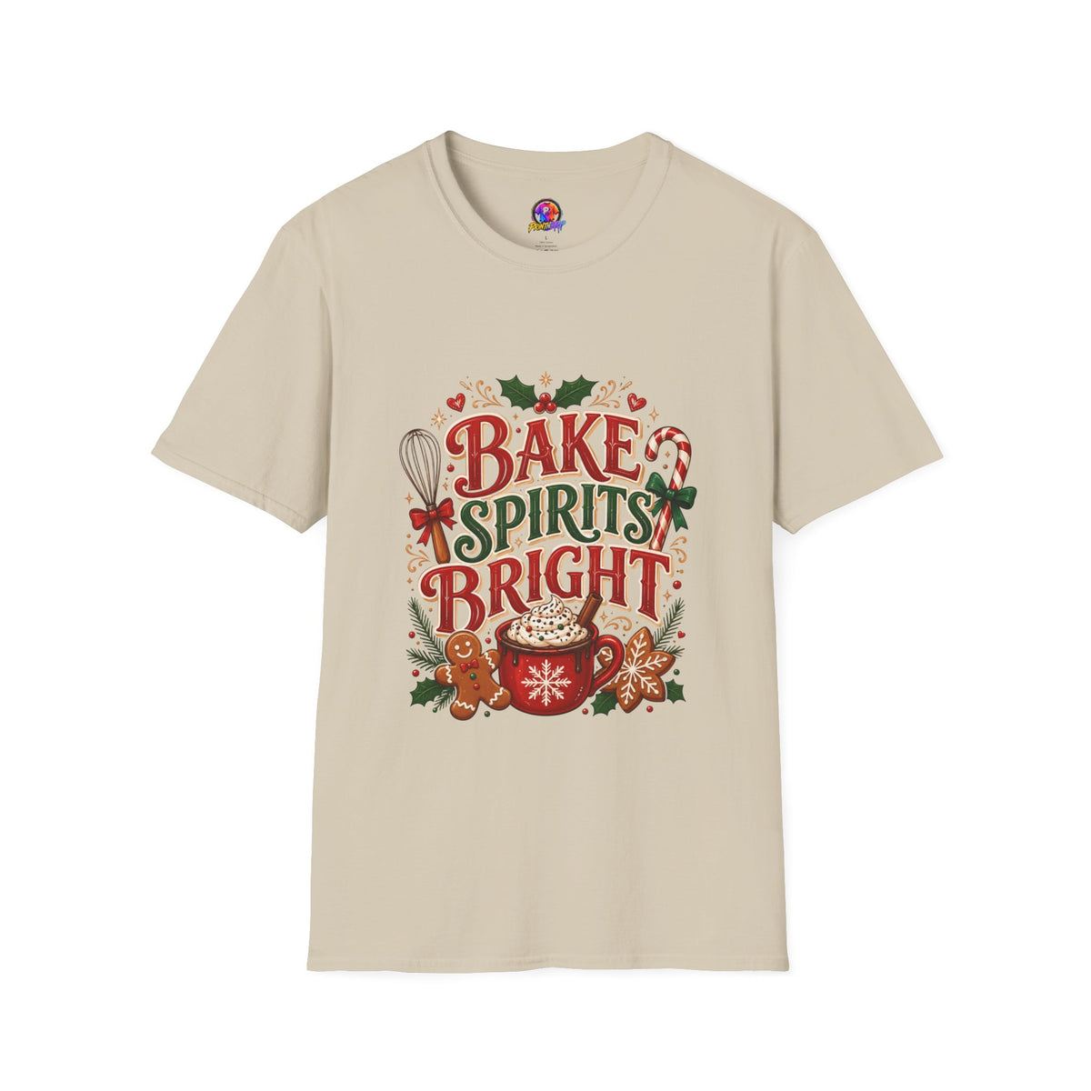Bake Spirits Bright Holiday T-Shirt — Christmas Baking Graphic Tee