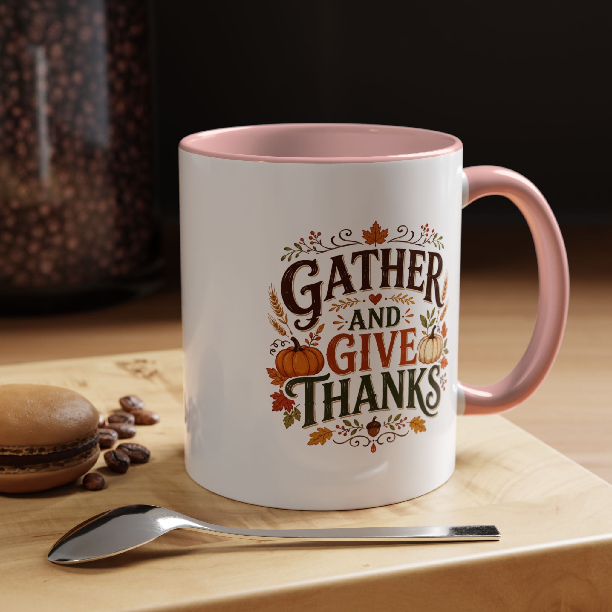 Thanksgiving Mug Gather and Give Thanks Coffee Mug — Thanksgiving Accent Mug