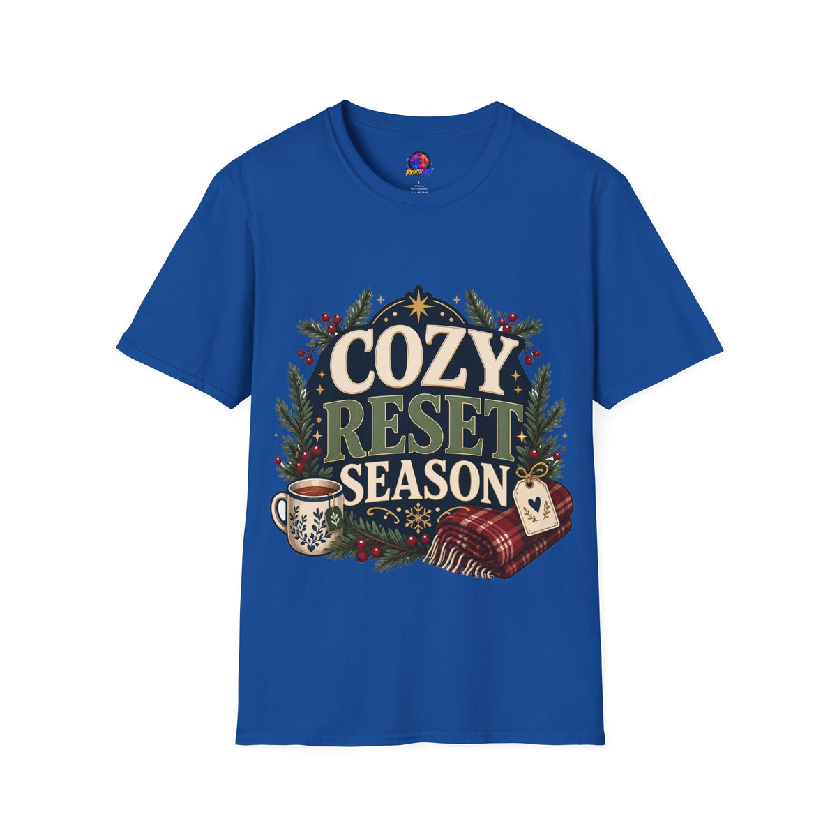 Cozy Reset Season T‑Shirt — Holiday Cozy Cabin Graphic Tee