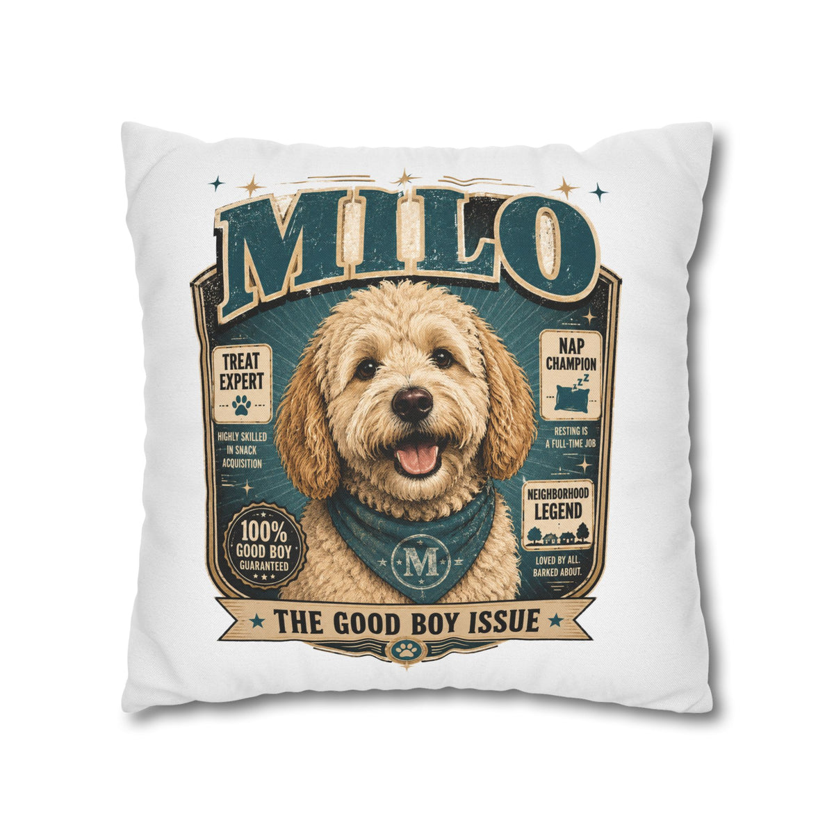 Milo 'The Good Boy Issue' Decorative Pillowcase Milo Bailey Dog Dad Mom